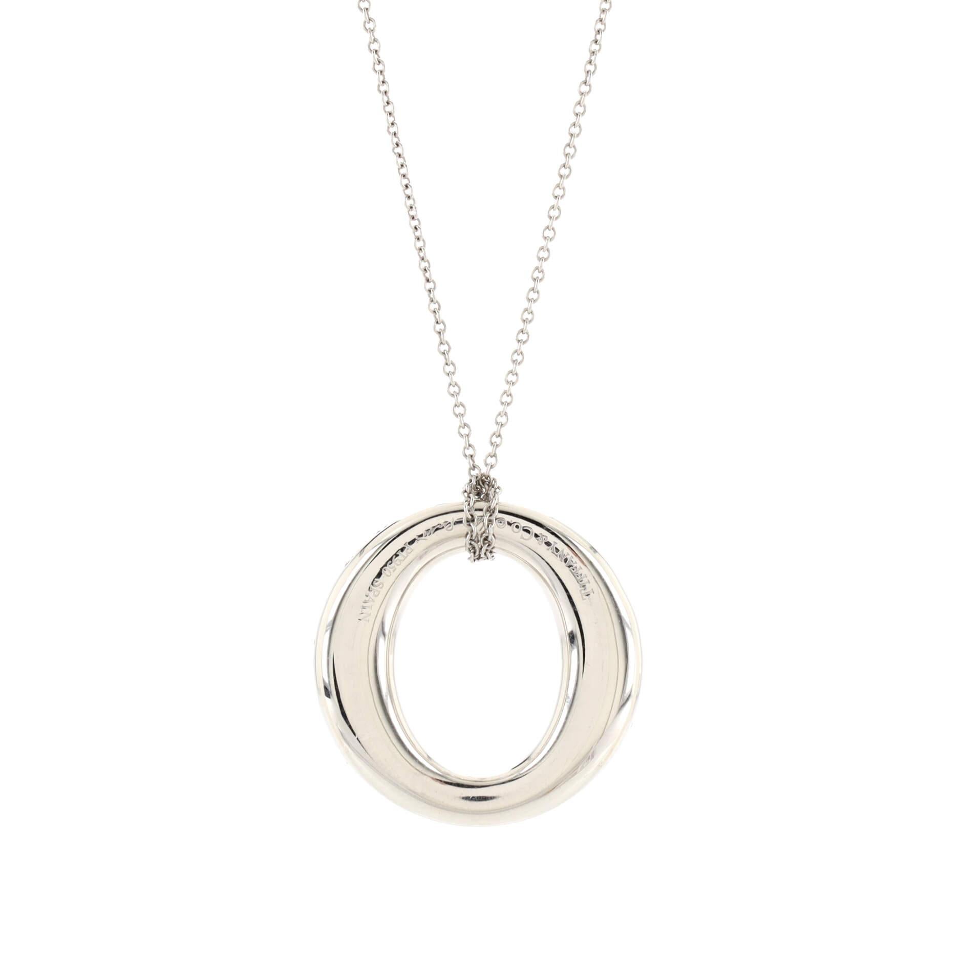 Tiffany & Co. Elsa Peretti Sevillana Pendant Necklace Platinum with Pave Diamond In Good Condition In New York, NY
