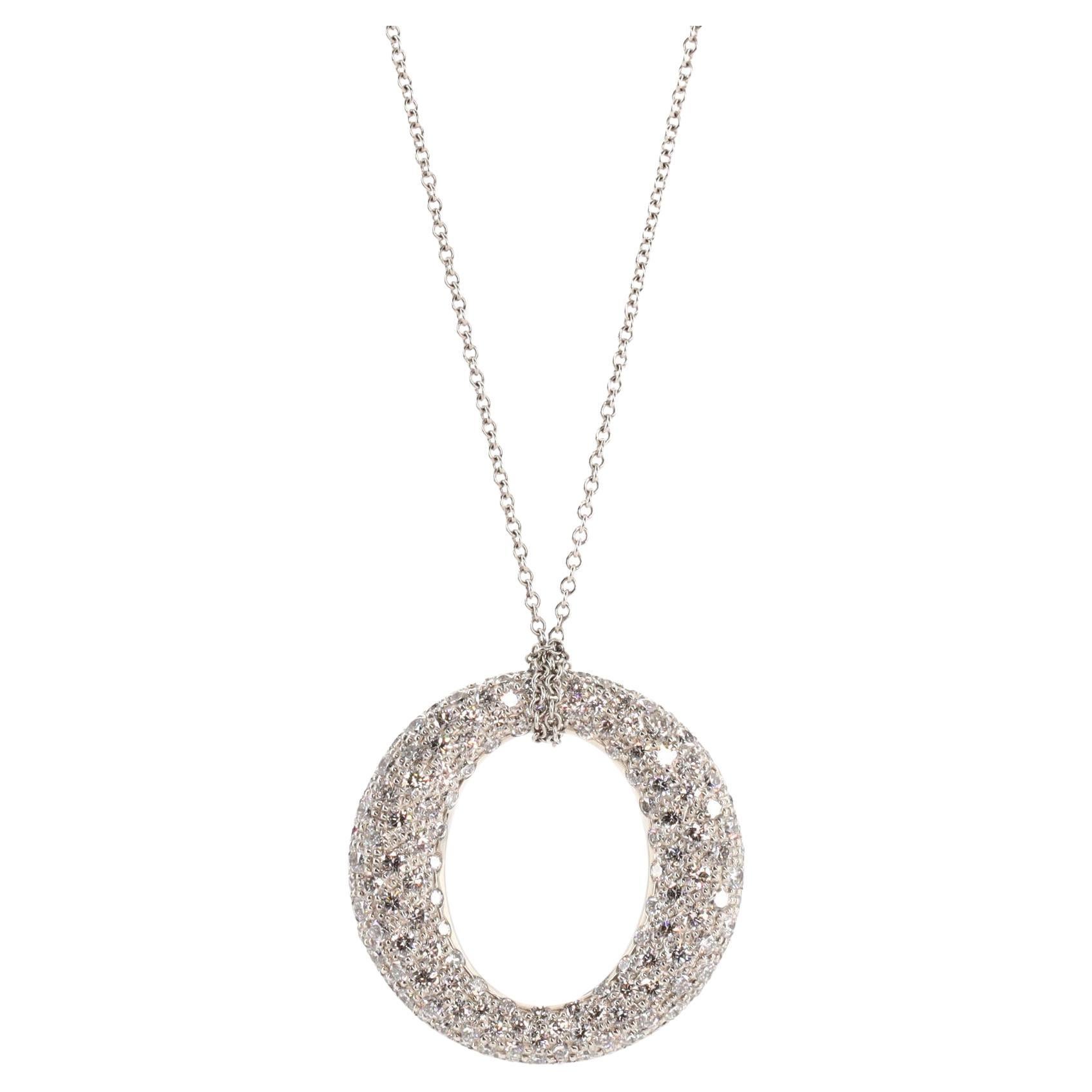 Tiffany & Co. Elsa Peretti Sevillana Pendant Necklace Platinum with Pave Diamond