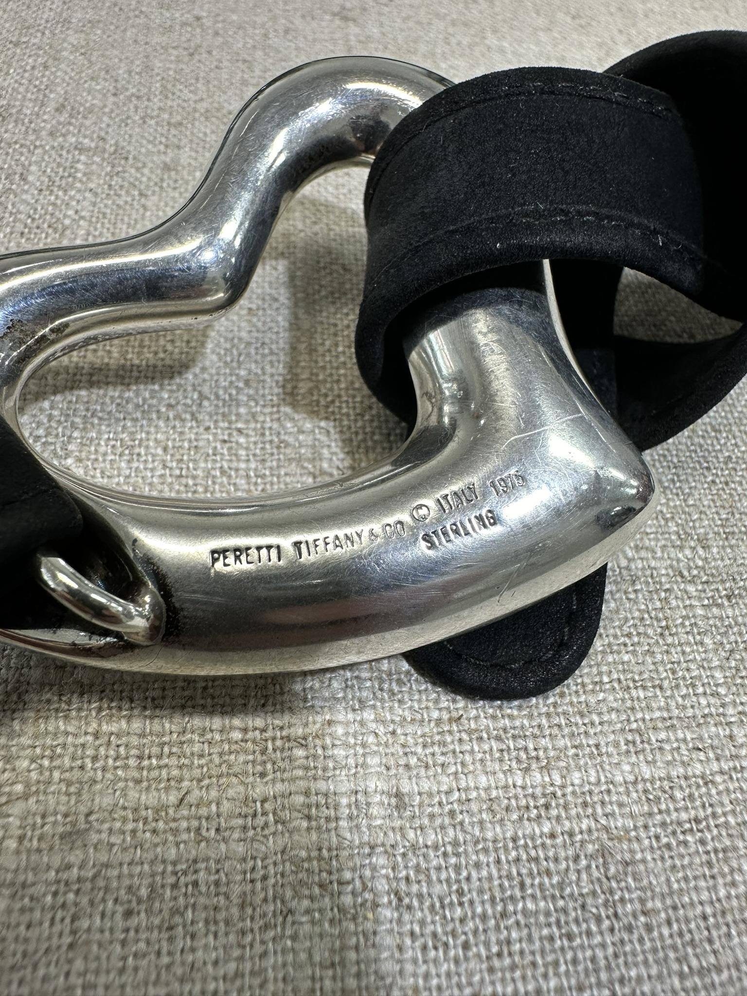 Women's Tiffany & Co. Elsa Peretti Silver Open Heart Buckle w/ 3 Leather and Suede Belts For Sale