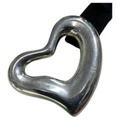 Tiffany & Co. Elsa Peretti Hebilla de corazón abierta de plata con 3 cinturones de piel y ante