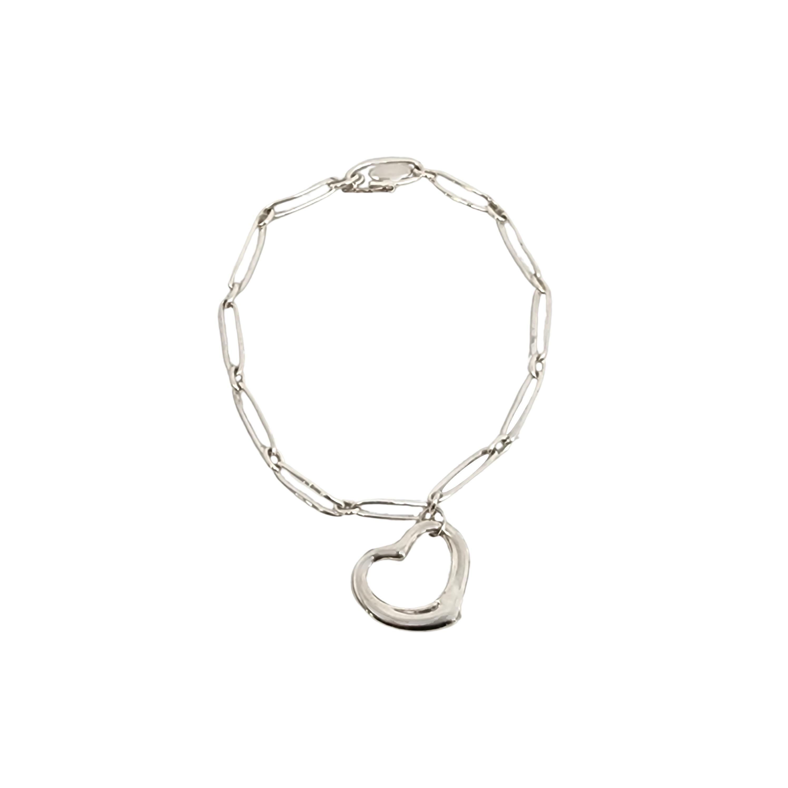 Tiffany & Co Elsa Peretti Silver Open Heart Paper Clip Link Bracelet 3