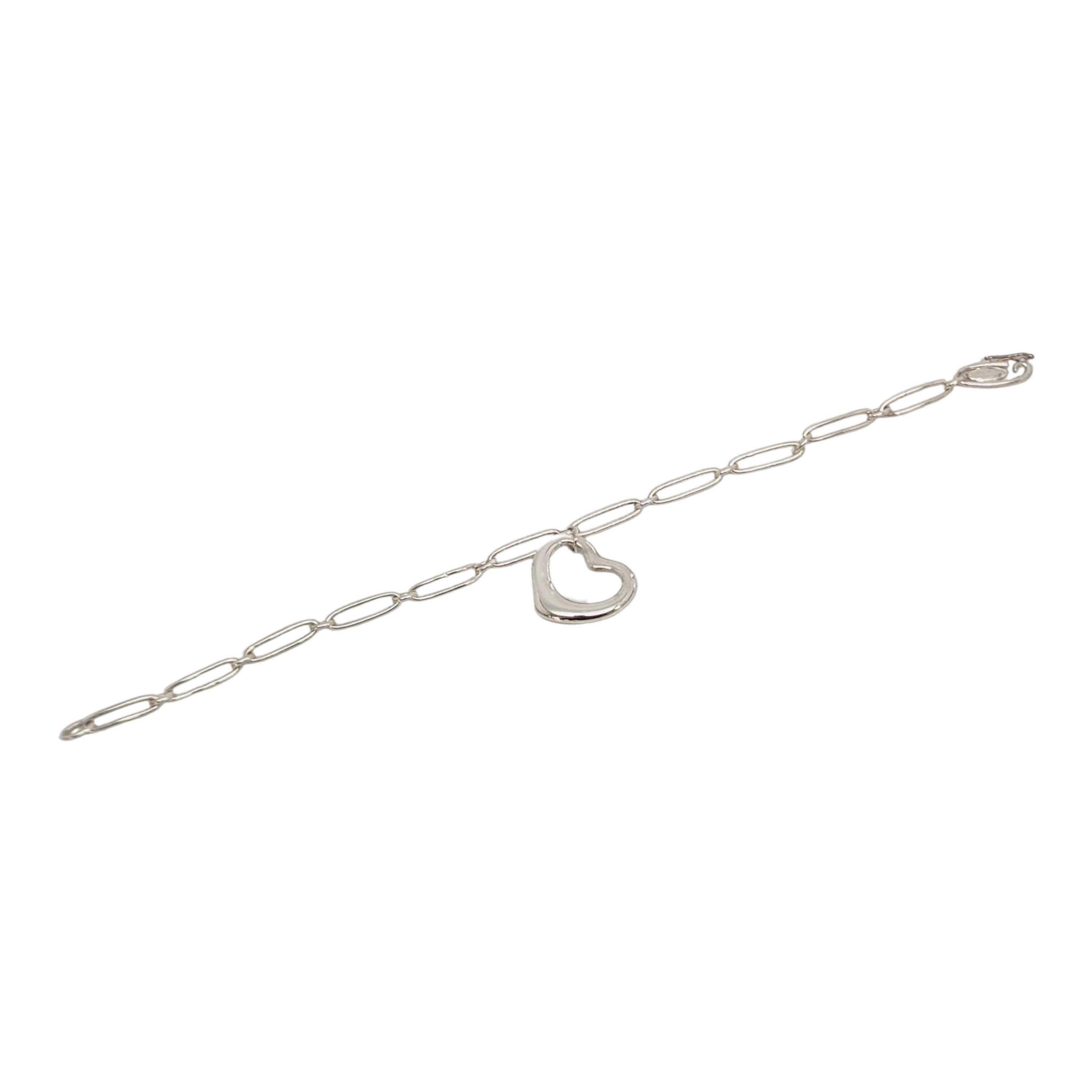 Women's Tiffany & Co Elsa Peretti Silver Open Heart Paper Clip Link Bracelet