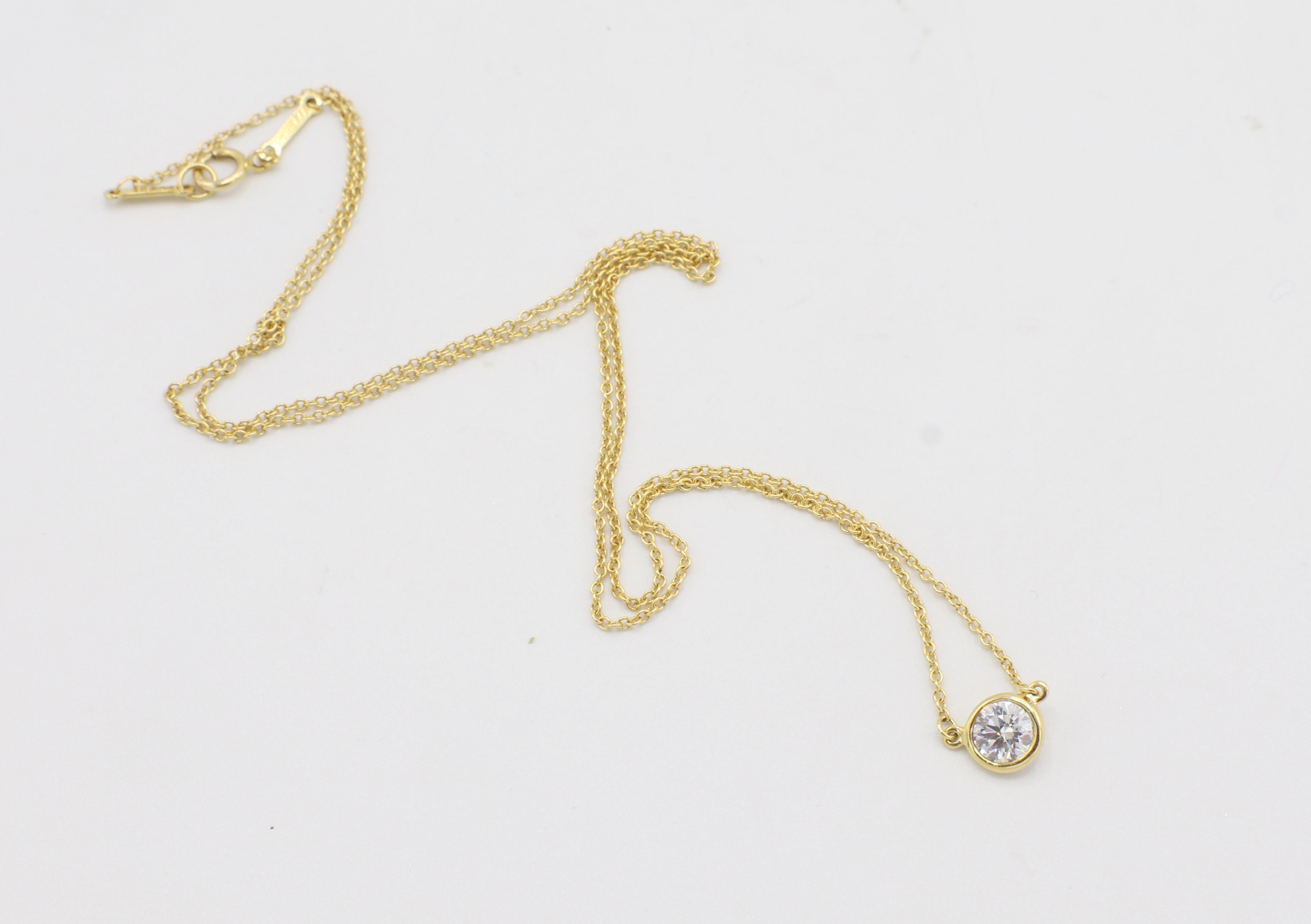 Modern Tiffany & Co. Elsa Peretti Single .54 Diamond by the Yard Pendant Gold Necklace