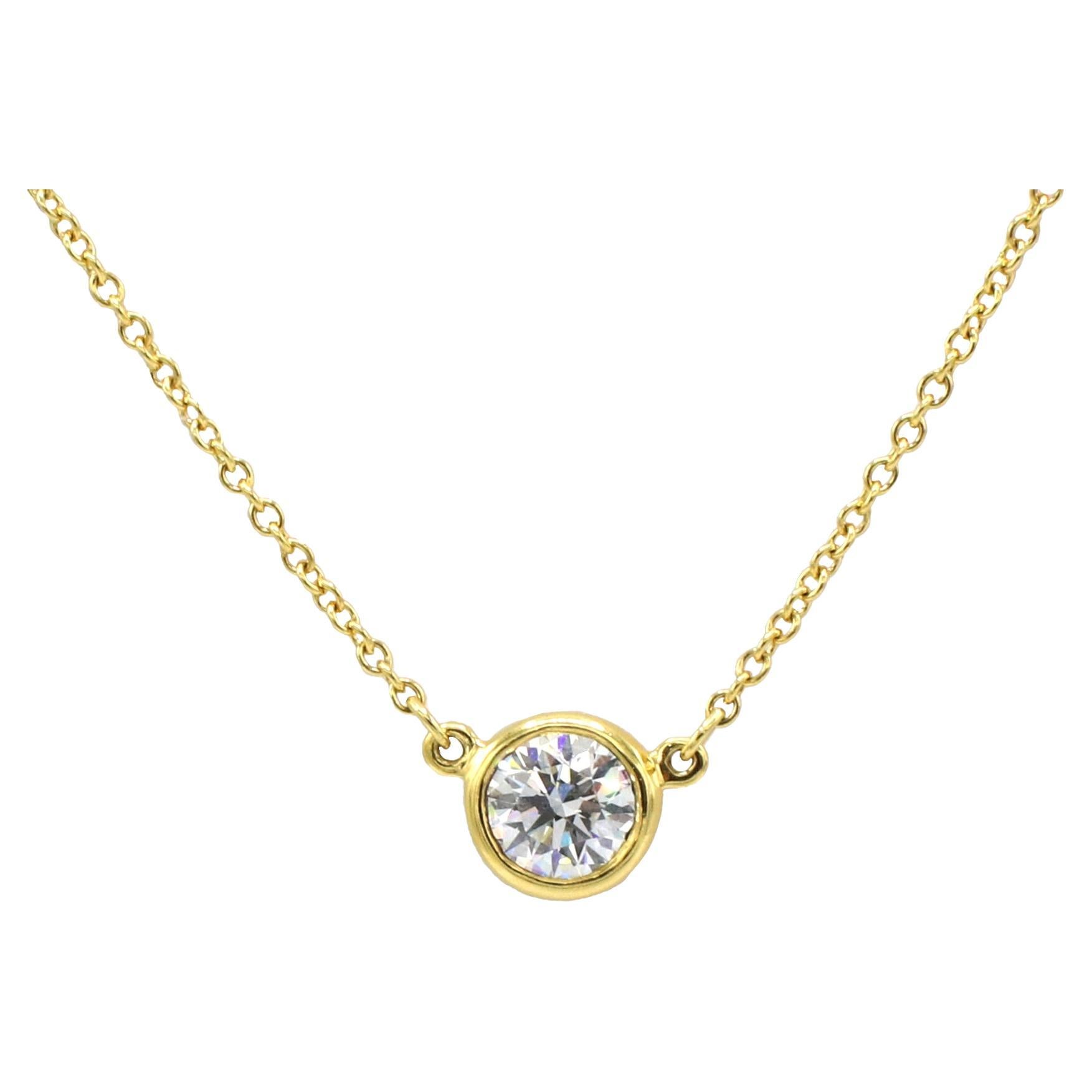 Tiffany & Co. Elsa Peretti Single .54 Diamond by the Yard Pendant Gold Necklace