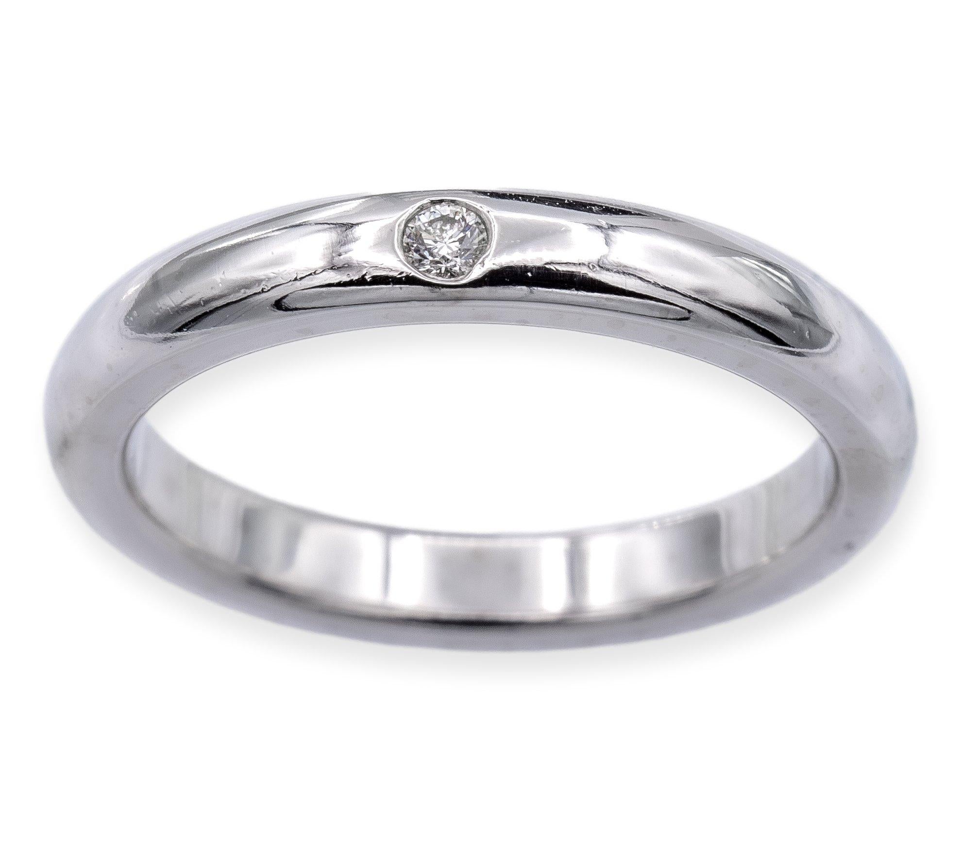 Modern Tiffany & Co. Elsa Peretti Single Diamond Band Ring in Platinum For Sale