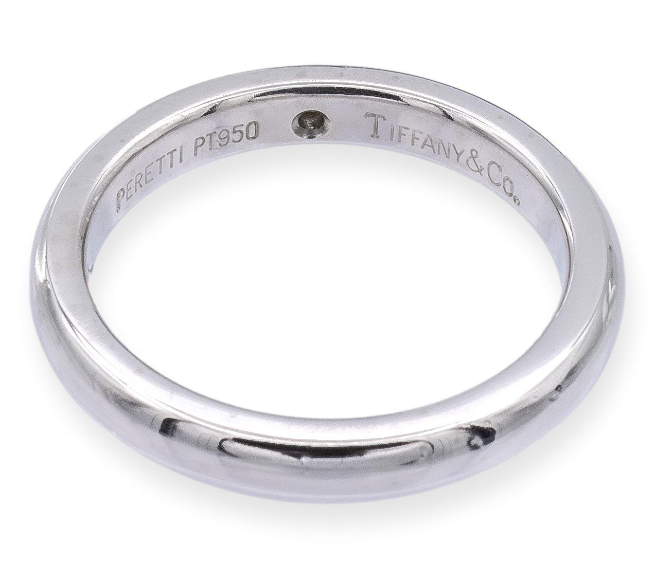 Round Cut Tiffany & Co. Elsa Peretti Single Diamond Band Ring in Platinum For Sale