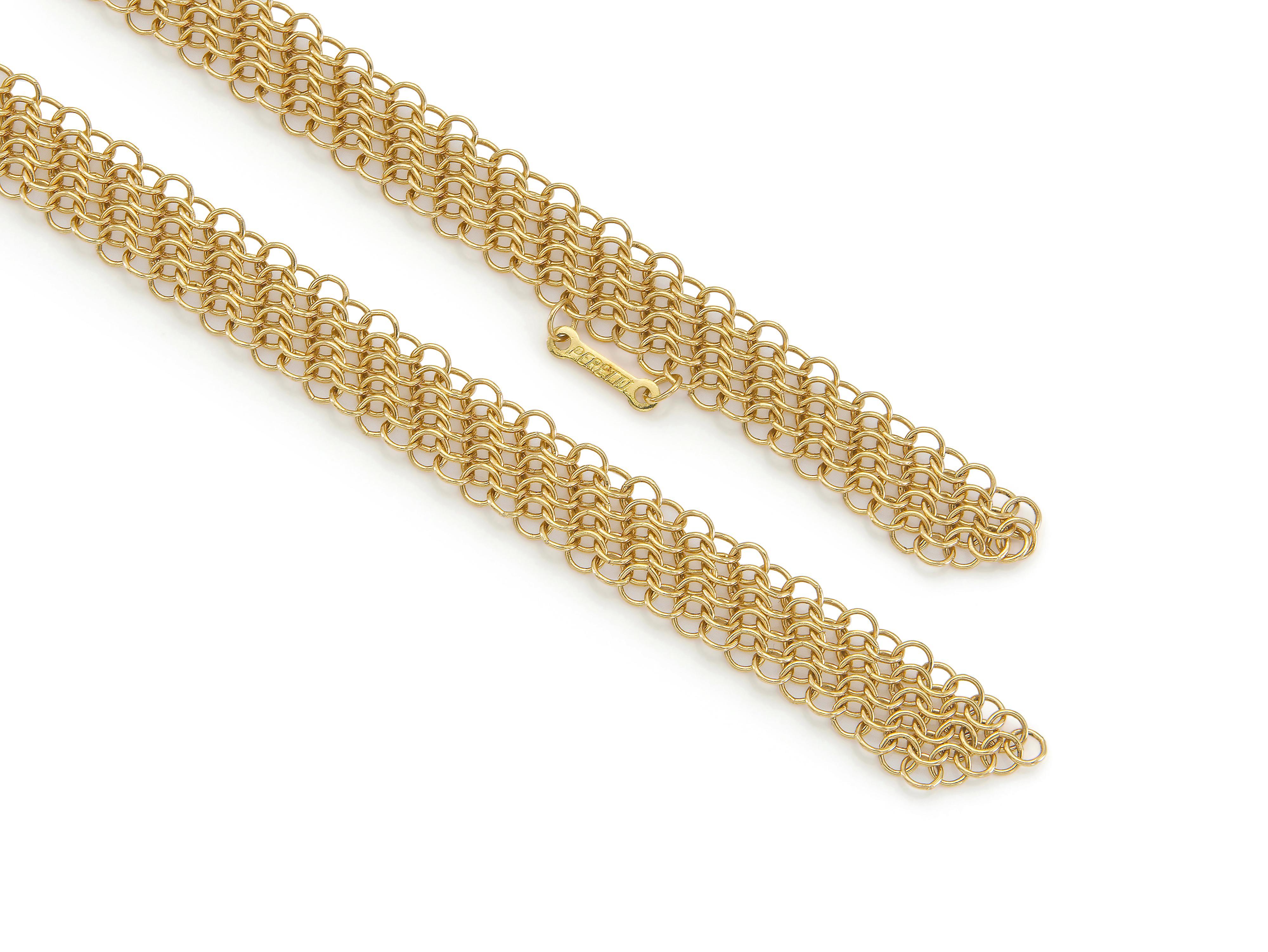 Donna Tiffany & Co. Collana Elsa Peretti con sciarpa a pettorina in oro a maglie piccole in vendita