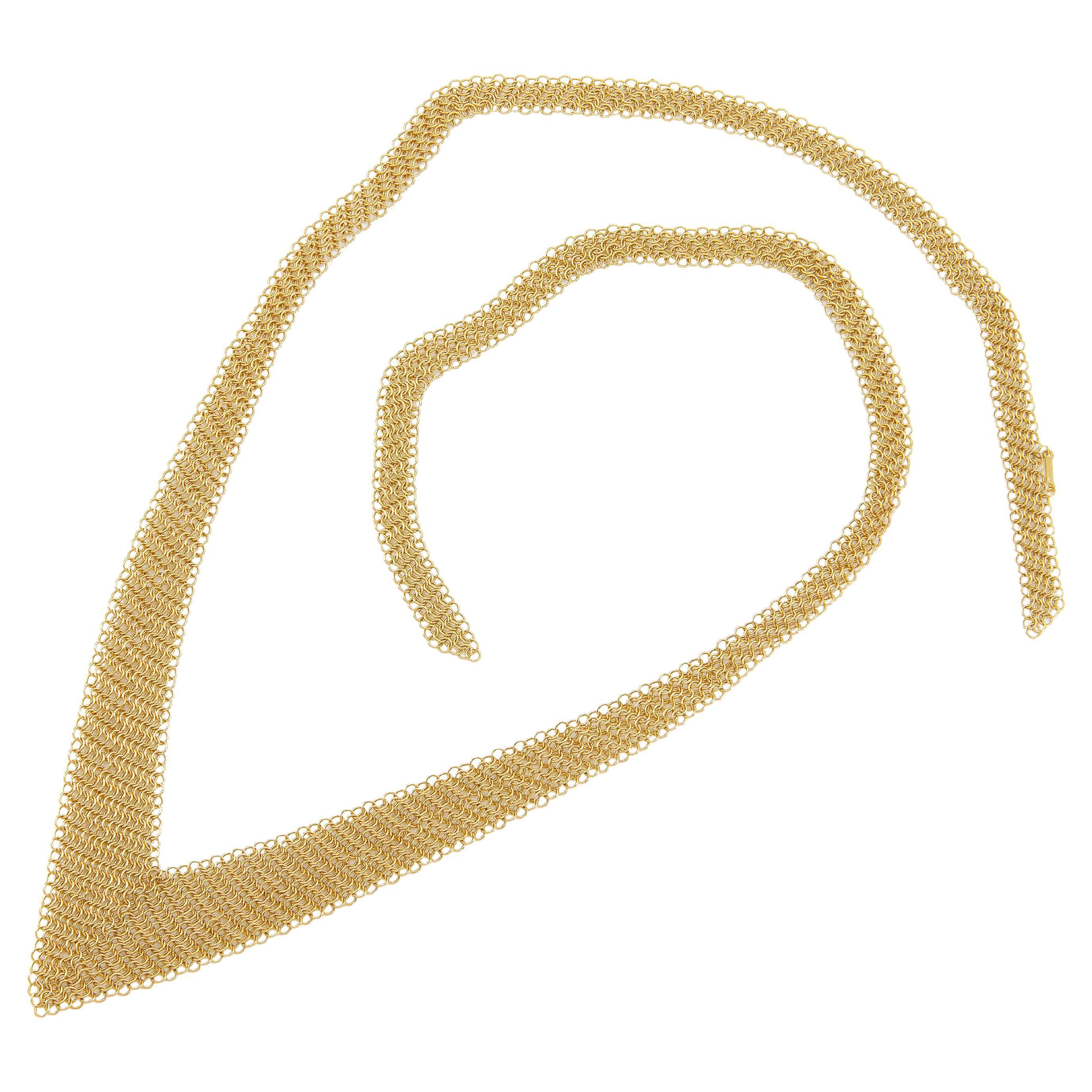 Tiffany 
Co. Elsa Peretti Small Mesh Gold Bib Scarf Necklace