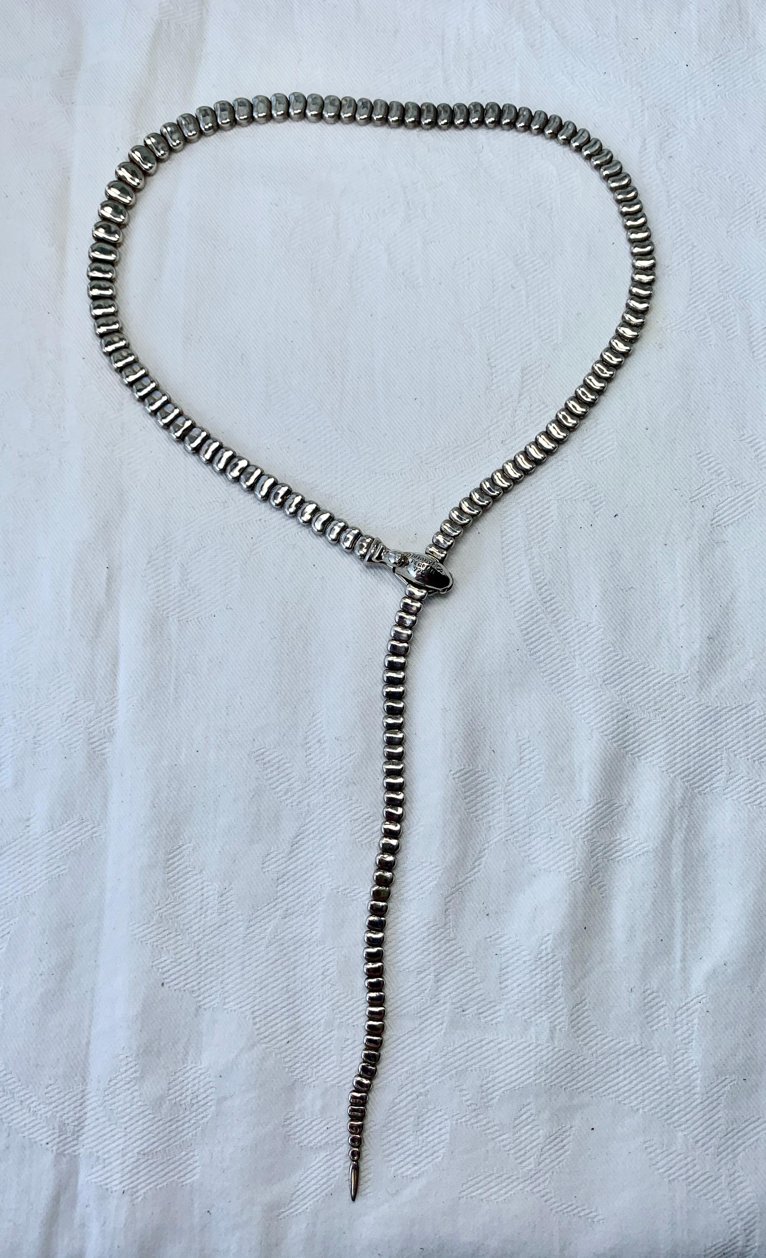 Tiffany & Co. Elsa Peretti Snake Necklace Rare Sterling Silver, 1980s In Good Condition In New York, NY