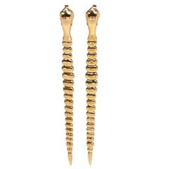 Tiffany & Co. Elsa Peretti Snake Serpentine Earrings 18k Yellow Gold