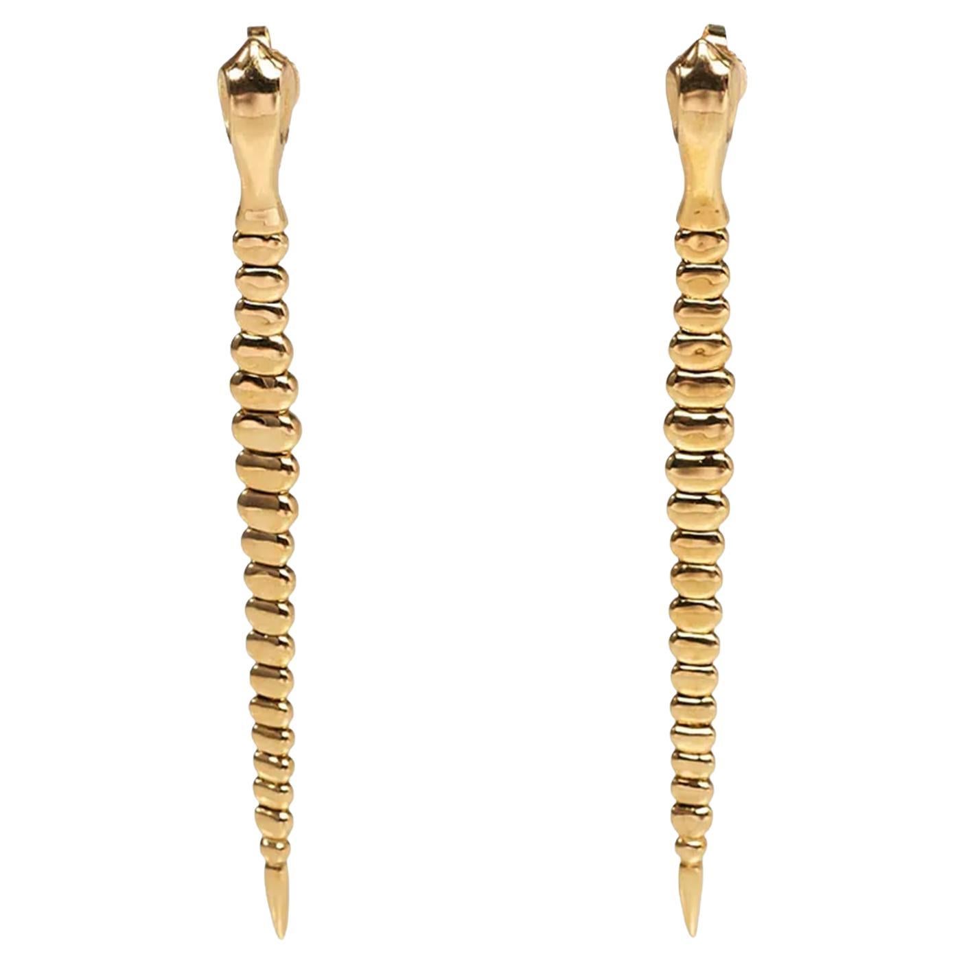 Tiffany & Co. Elsa Peretti Snake Serpentine Earrings 18k Yellow Gold