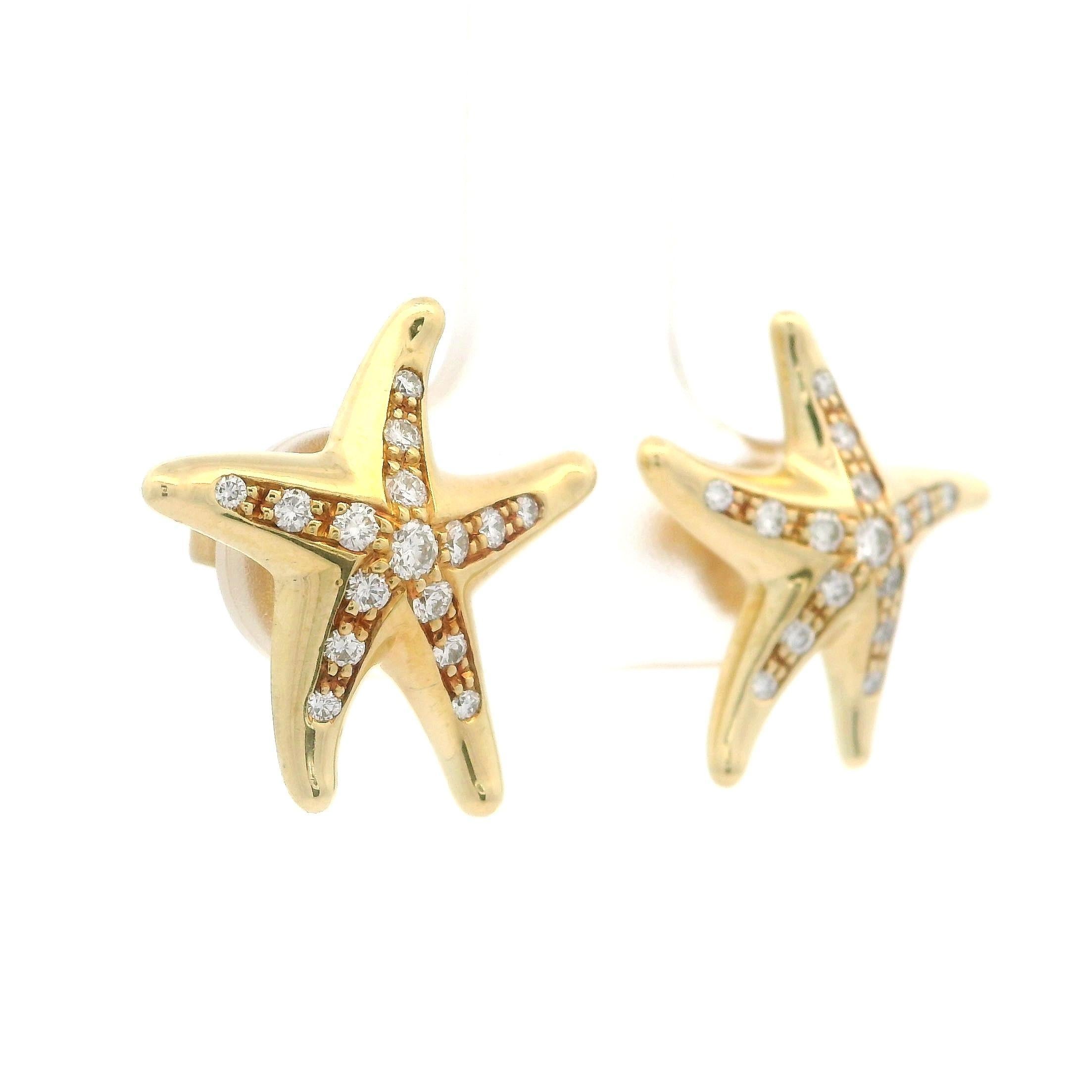 Tiffany & Co. Orecchini a stella con diamante in oro giallo 18k di Elsa Peretti Spagna In condizioni ottime in vendita a Montclair, NJ