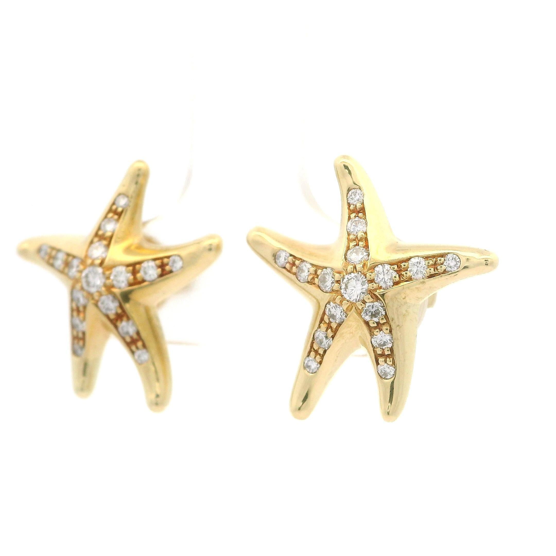 Donna Tiffany & Co. Orecchini a stella con diamante in oro giallo 18k di Elsa Peretti Spagna in vendita