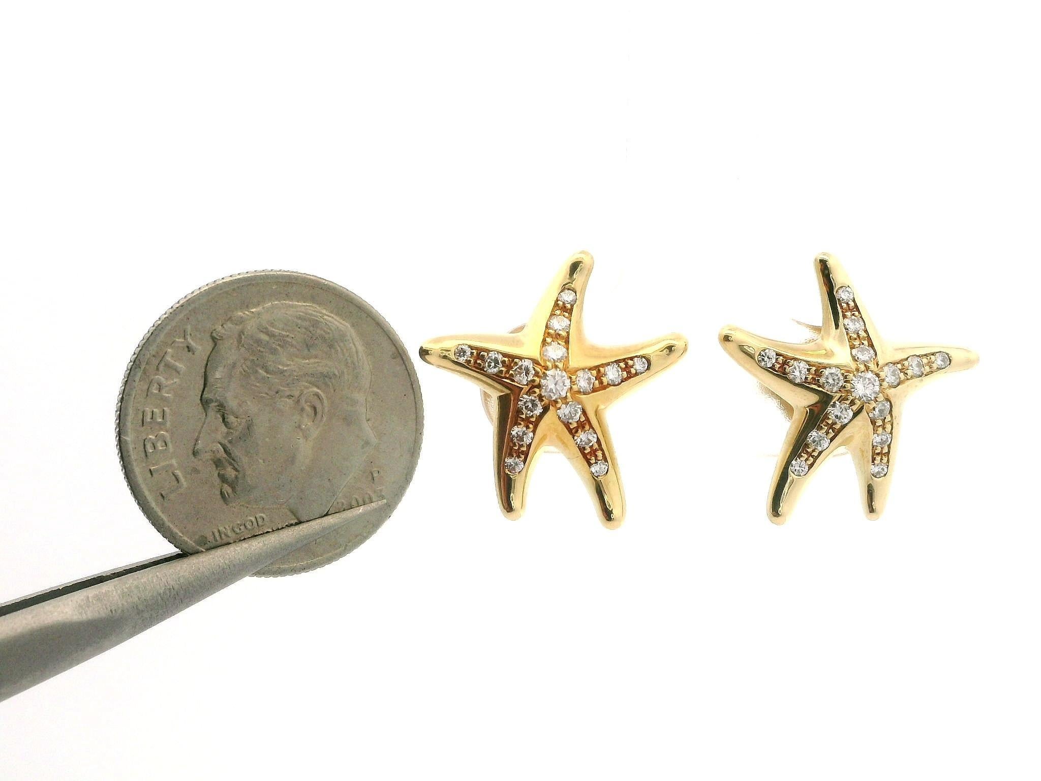 Tiffany & Co. Orecchini a stella con diamante in oro giallo 18k di Elsa Peretti Spagna in vendita 3