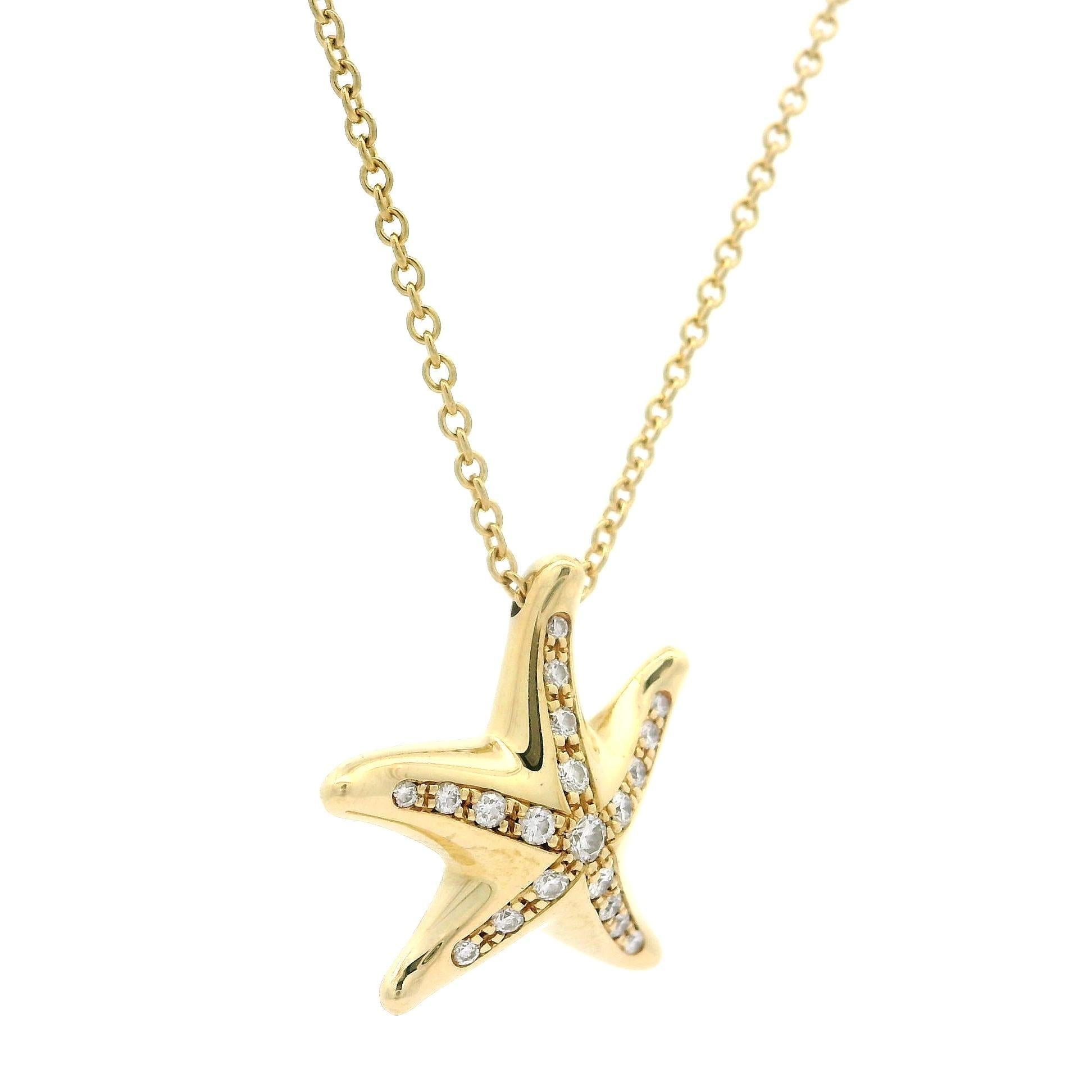 Tiffany & Co. Elsa Peretti Spain Diamond Star Fish Pendant 16