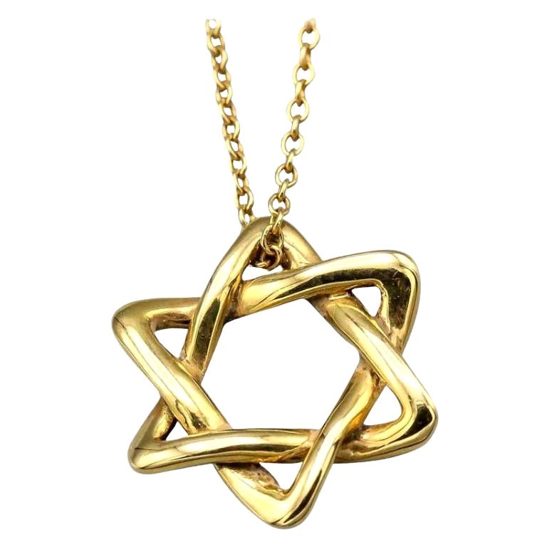 Tiffany 
Co. Elsa Peretti Star of David 18K Yellow Gold Small Necklace Pendant