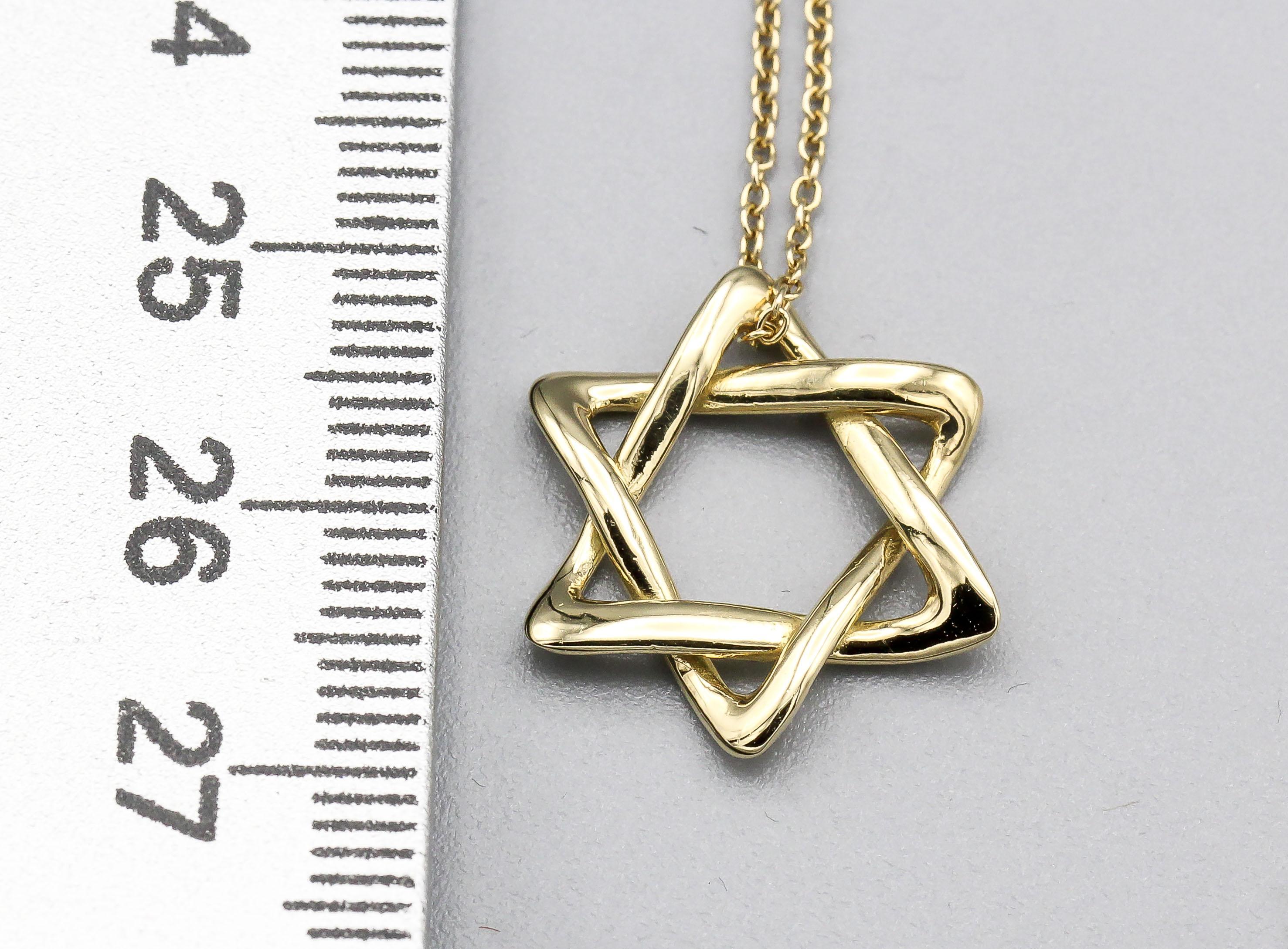 Tiffany & Co. Elsa Peretti Star of David Large 18k Yellow Gold Pendant Necklace In Good Condition In Bellmore, NY