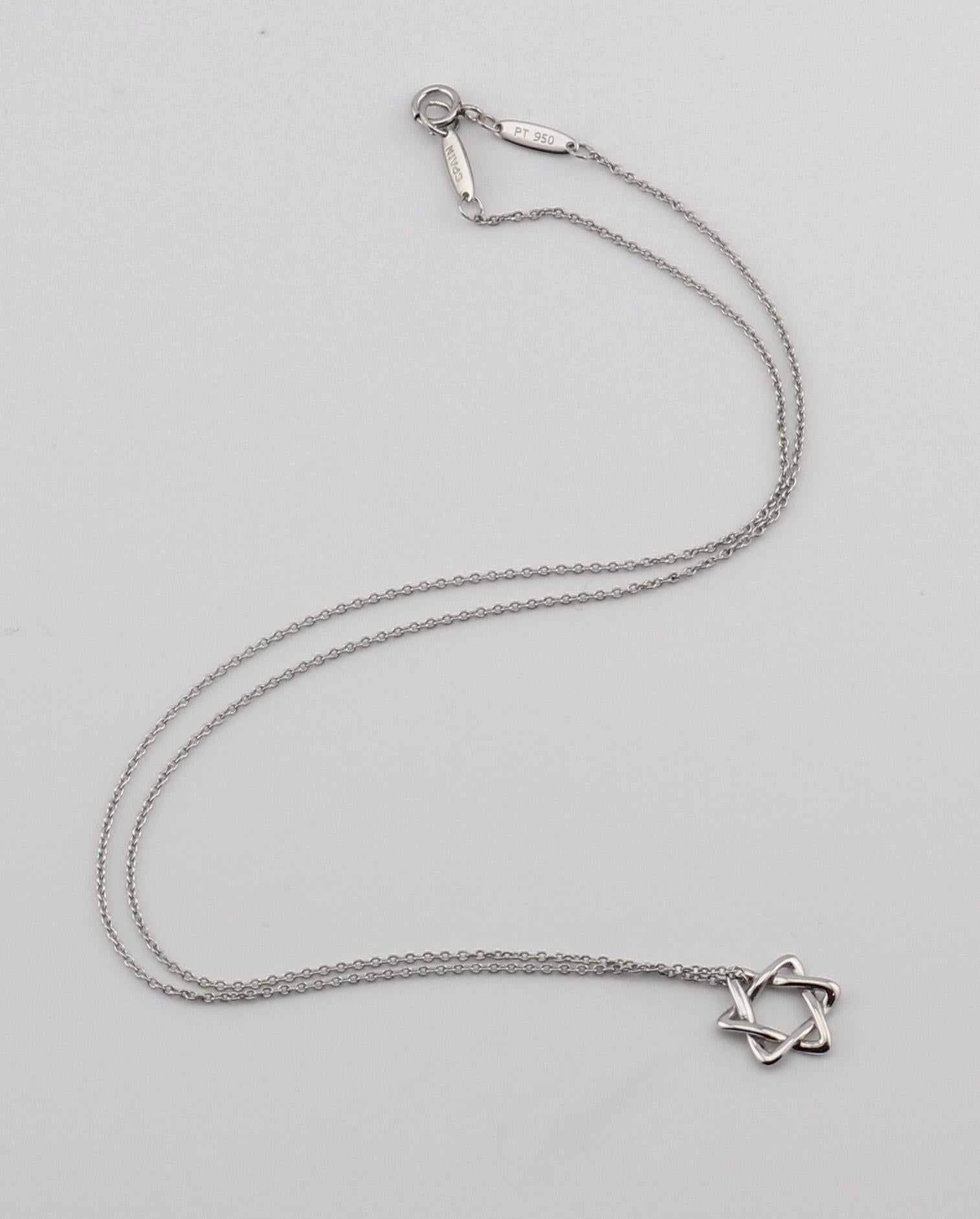 Contemporary Tiffany & Co. Elsa Peretti Star of David Platinum Small (12 mm) Necklace Pendant