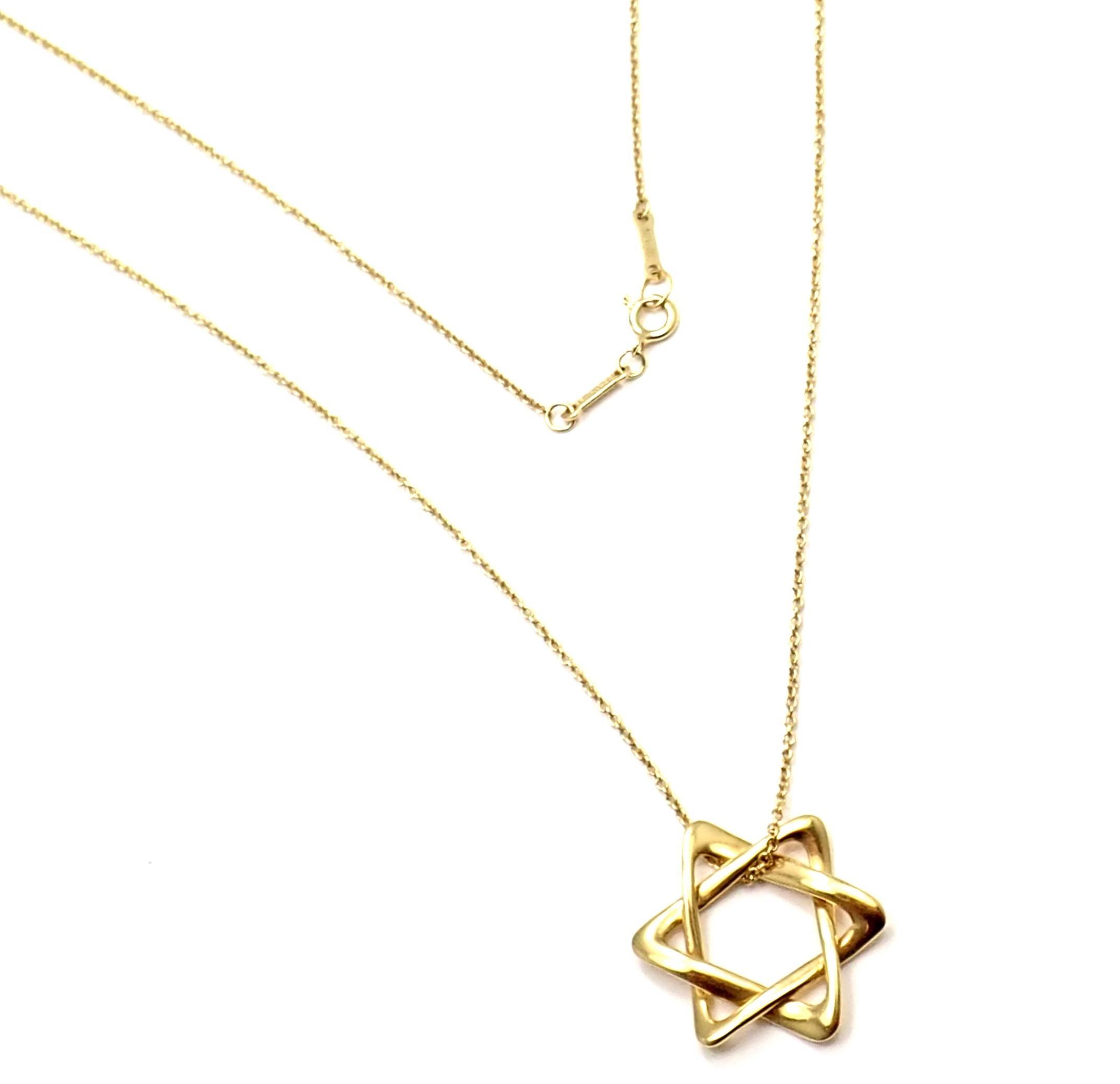 18k Yellow Gold Star Of David Pendant Necklace by Elsa Peretti for Tiffany & Co.
Details:
Length: 24.5