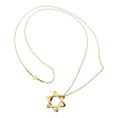 Vintage Tiffany & Co. Elsa Peretti Star of David Yellow Gold Pendant Necklace