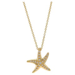Tiffany & Co. Elsa Peretti Starfish Diamond Necklace 16" Yellow Gold 18k .15ctw
