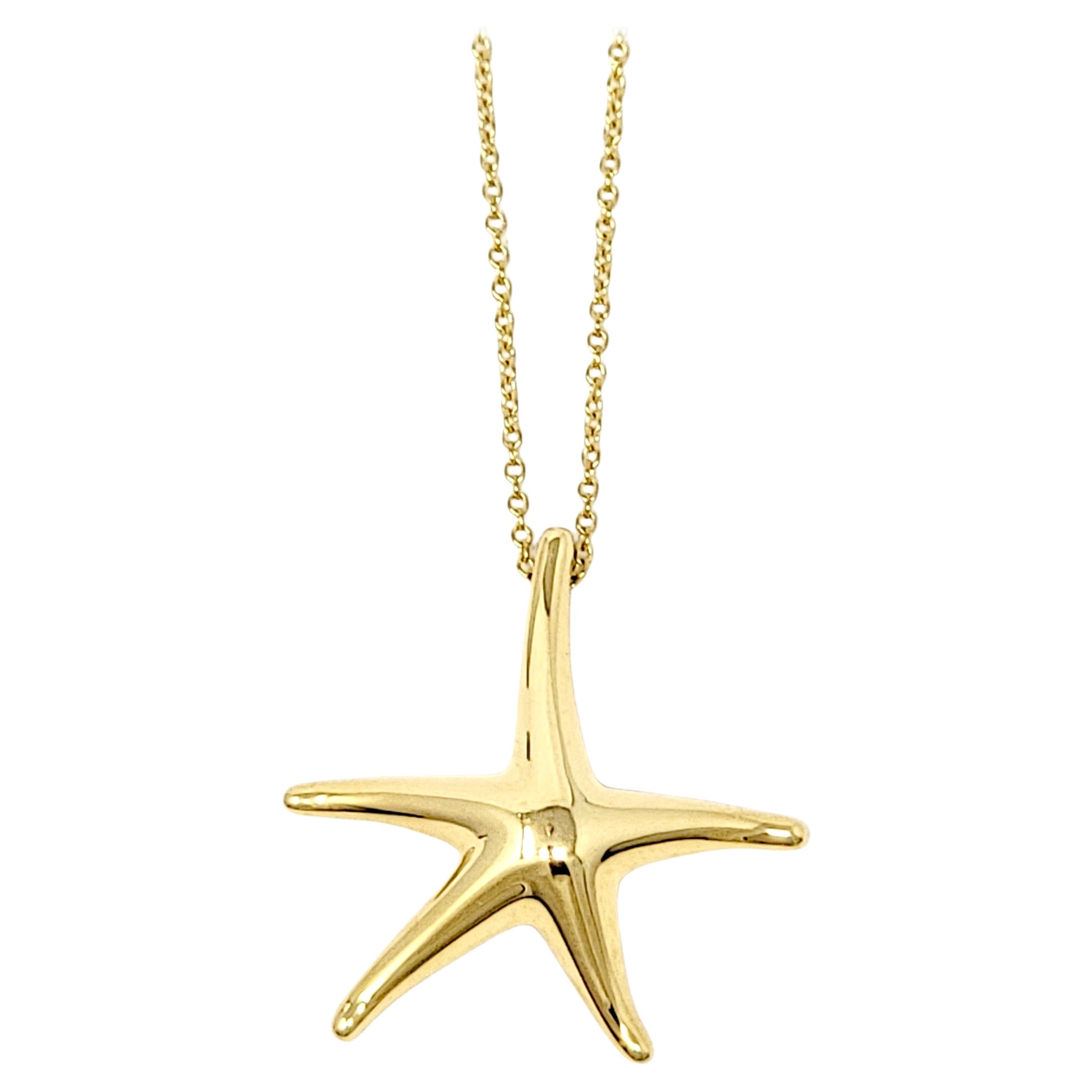 Tiffany & Co. Elsa Peretti Halskette mit Seestern-Anhänger aus 18 Karat Gelbgold