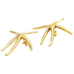 Tiffany & Co. Elsa Peretti Starfish Yellow Gold Large Studded Nautical Earrings