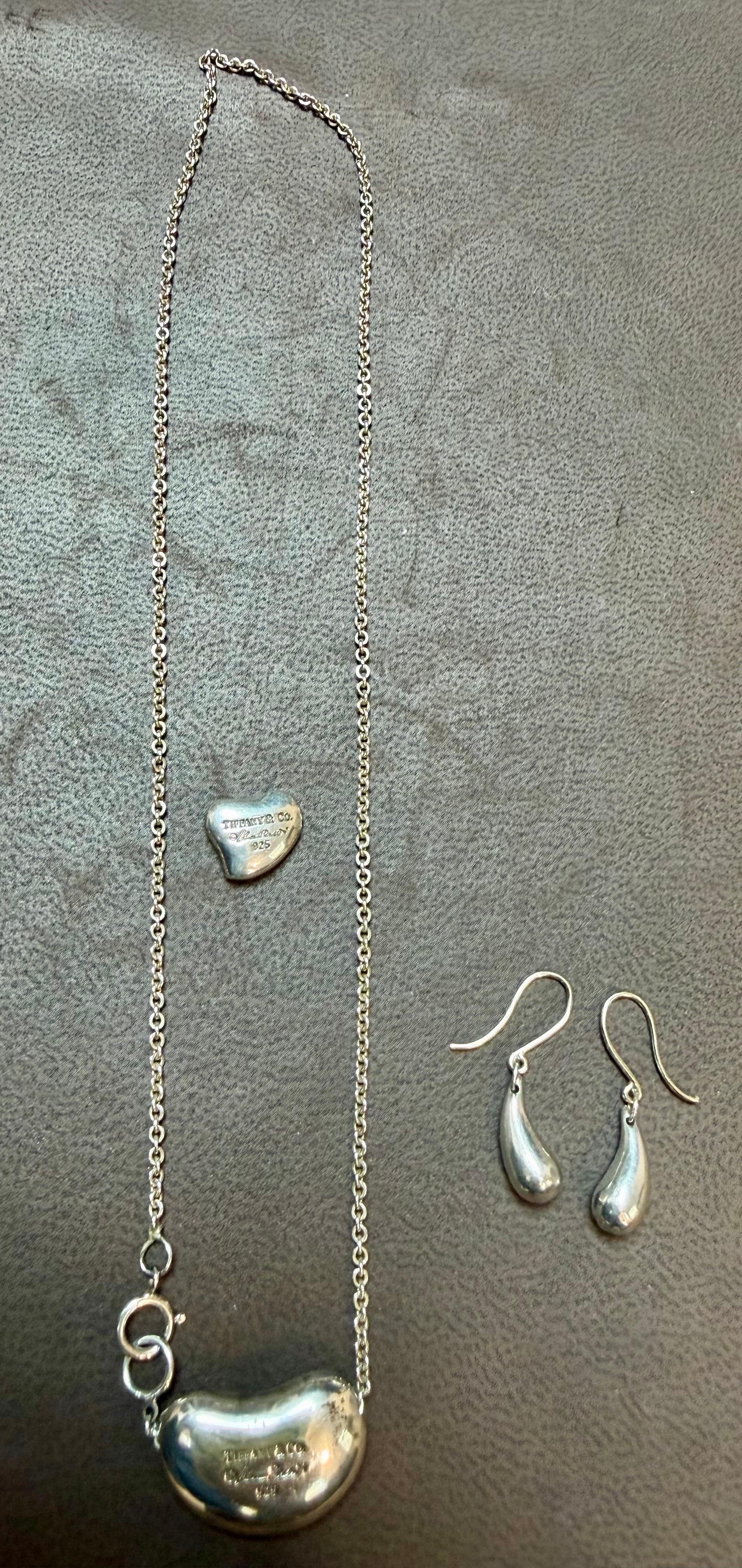 Tiffany and Co. Elsa Peretti Sterling Bean Necklace and Teardrop