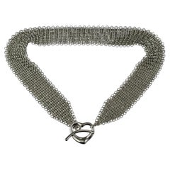 Tiffany & Co. Collar Elsa Peretti de malla con corazón de plata de ley 16" #25109