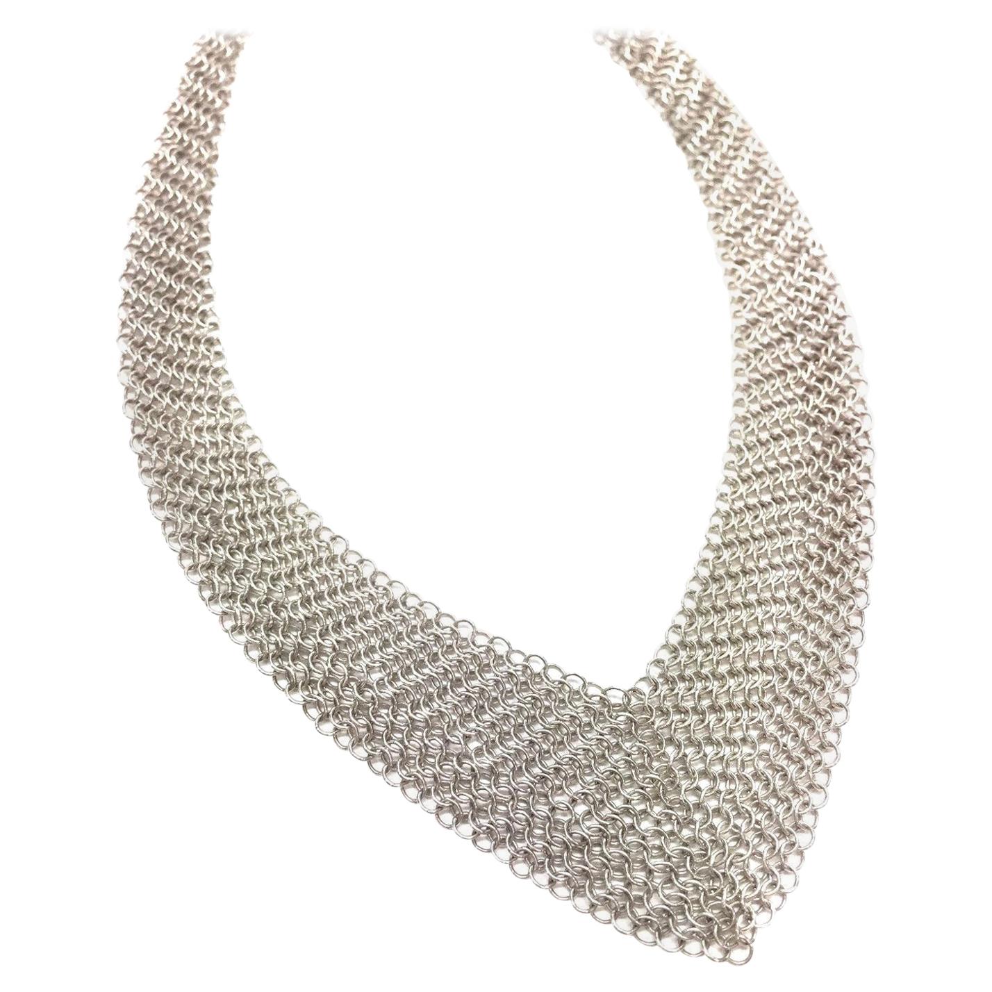 Tiffany & Co. Elsa Peretti Sterling Mesh Bib wrap Necklace
