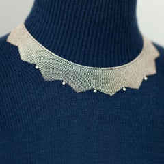 Tiffany & Co. Elsa Peretti Sterling Mesh Diamond Bib Necklace
