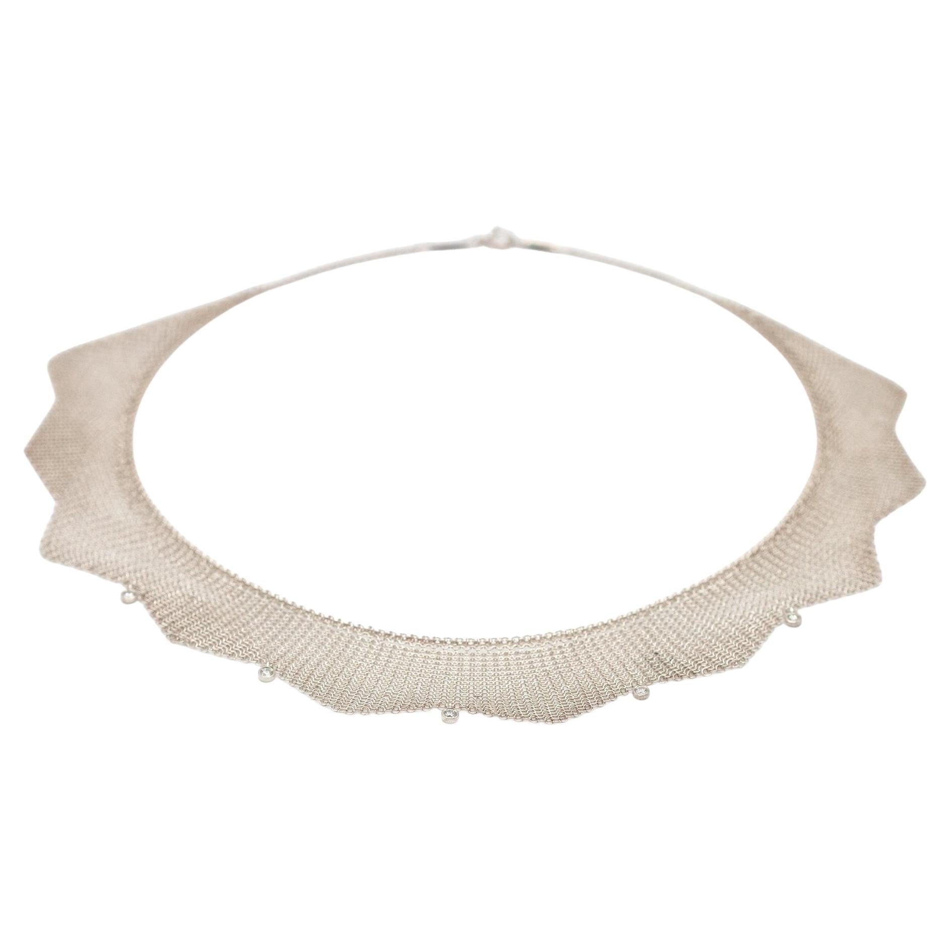 Tiffany & Co. Collier plastron « Sterling Mesh » avec diamants, par Elsa Peretti