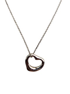 Tiffany & Co Elsa Peretti Sterling Pink Sapphire Open Heart Necklace 16" #25384