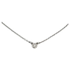 Tiffany & Co Collar de un solo diamante Elsa Peretti de plata de ley .03ct #22454