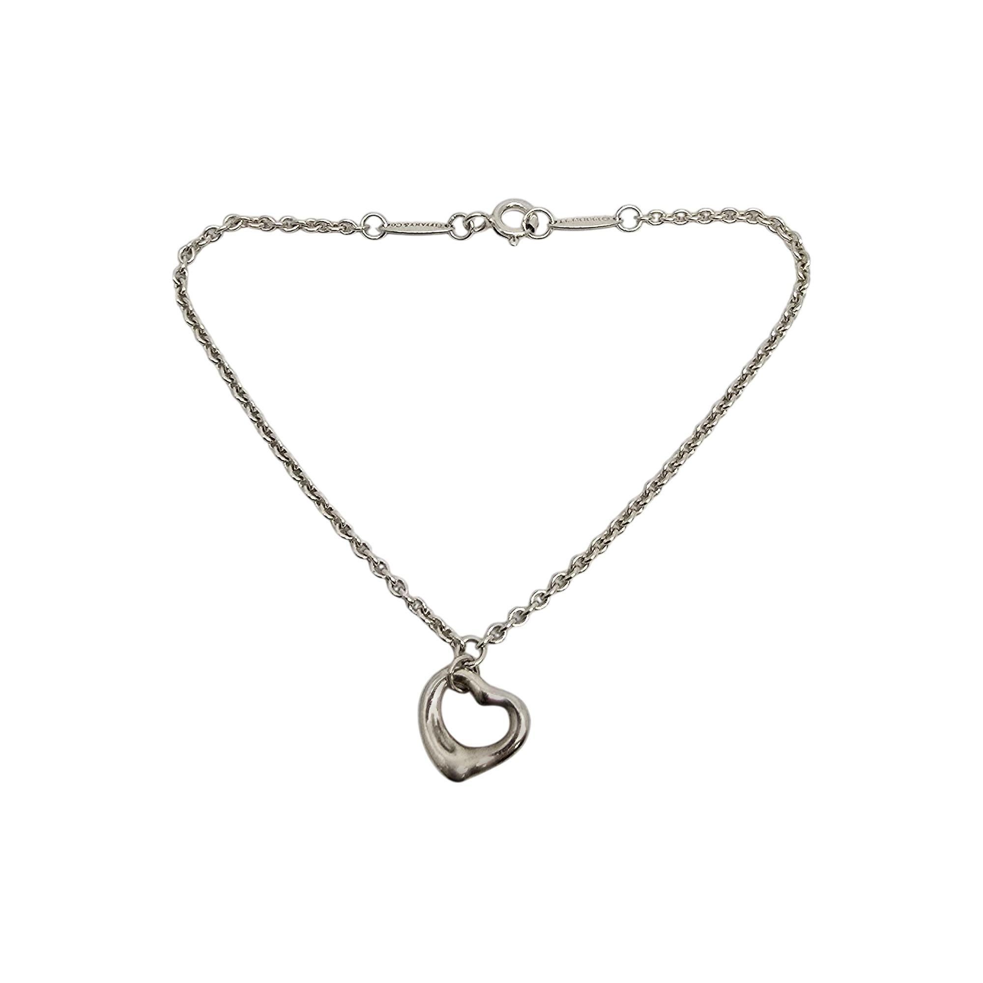 Tiffany & Co Elsa Peretti Sterling Silver 11mm Open Heart Bracelet w/Pouch 20980 In Good Condition For Sale In Washington Depot, CT