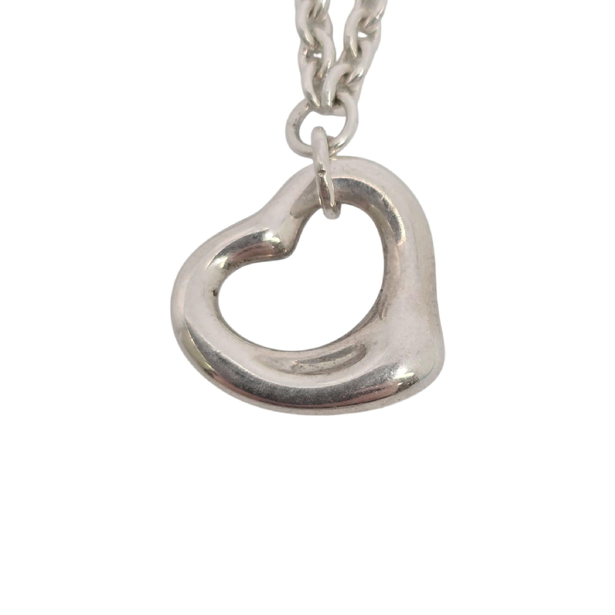 Tiffany & Co Elsa Peretti Sterling Silver 11mm Open Heart Bracelet w/Pouch 20980 For Sale 1