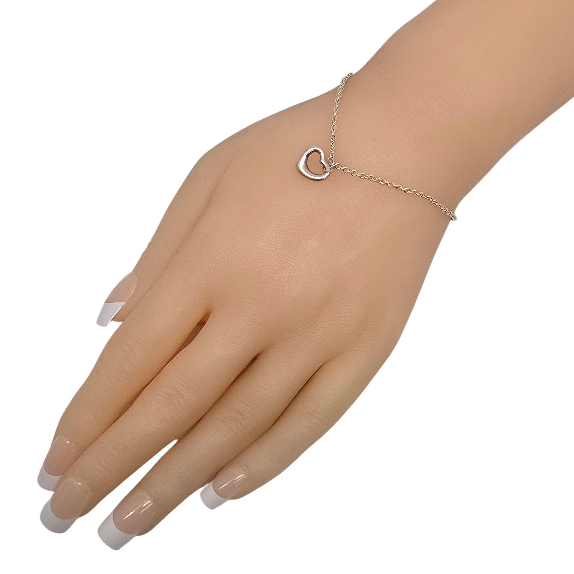 Tiffany & Co Elsa Peretti Sterling Silver 11mm Open Heart Bracelet w/Pouch 20980 For Sale 4