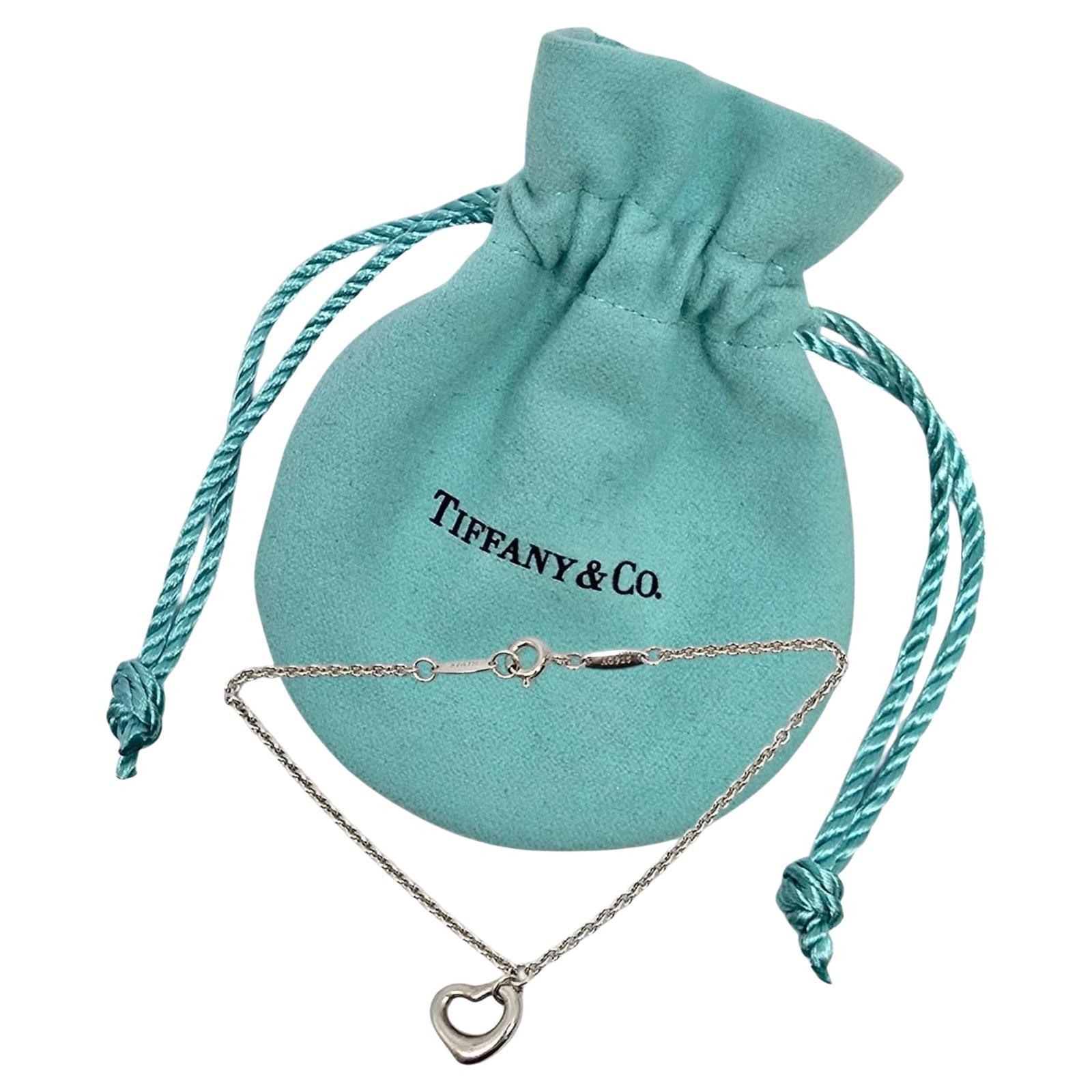 Tiffany & Co Elsa Peretti Sterlingsilber 11mm Offenes Herzarmband mit Pouch 20980, Tiffany & Co