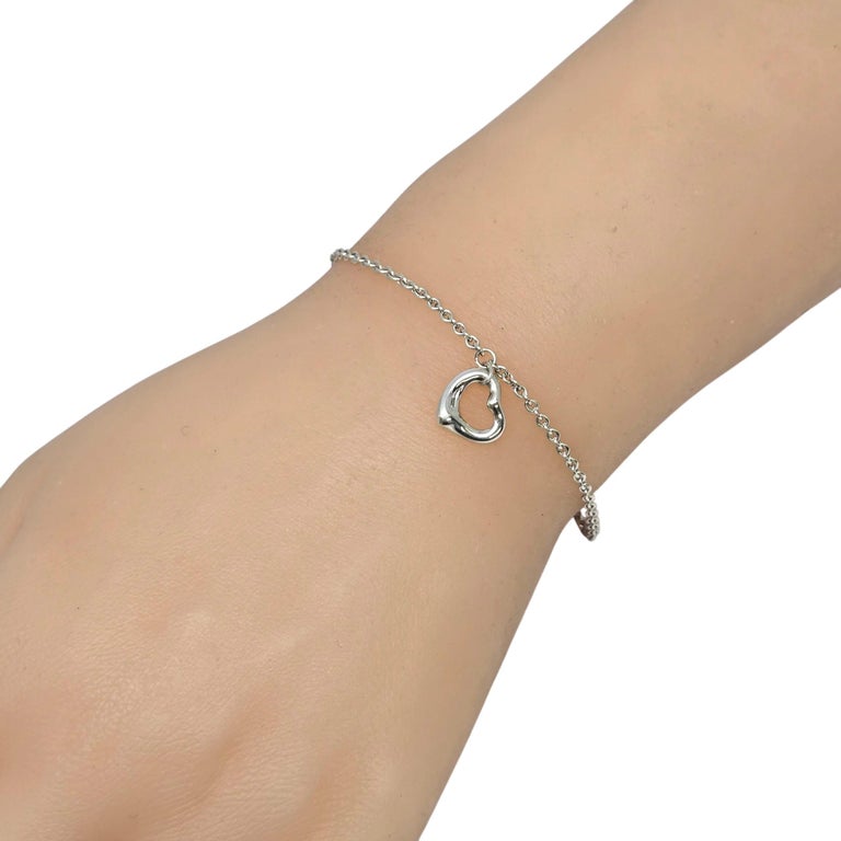 Tiffany and Co Elsa Peretti Sterling Silver 11mm Open Heart Dangle