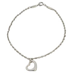 Tiffany & Co Elsa Peretti Sterling Silver 11mm Open Heart Dangle Bracelet #22549