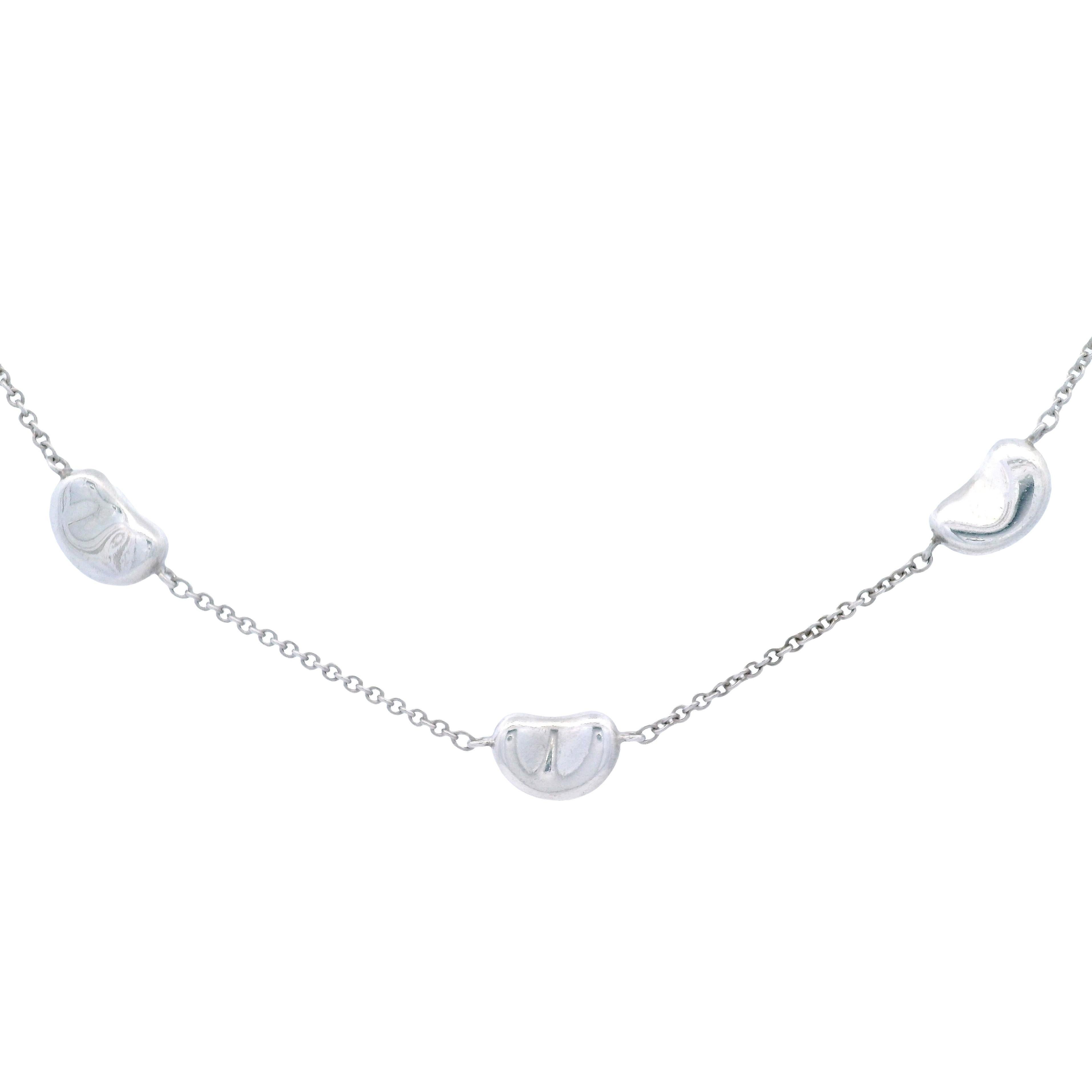 Tiffany & Co. Elsa Peretti - Ciondolo a 3 fagioli in argento sterling - Collana da 16 pollici In condizioni buone in vendita a Aventura, FL