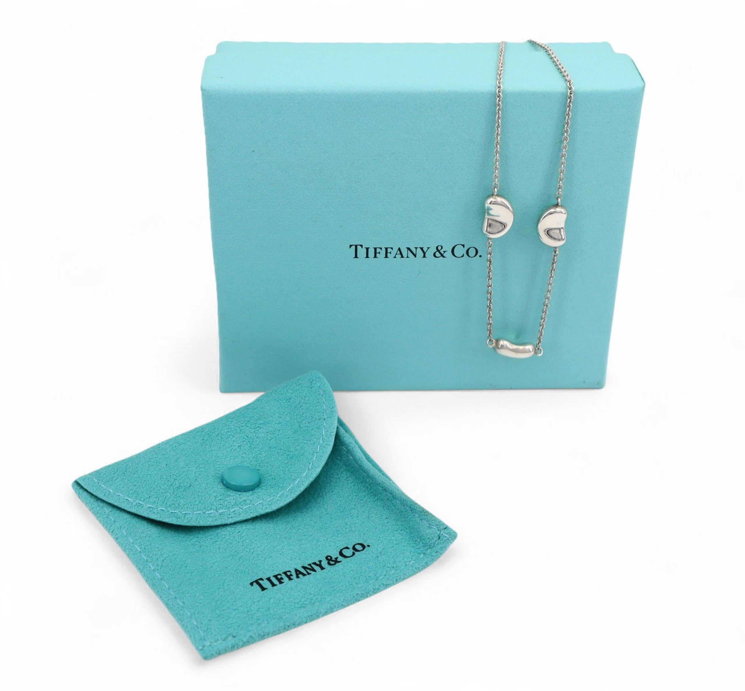 Tiffany & Co. Elsa Peretti - Ciondolo a 3 fagioli in argento sterling - Collana da 16 pollici in vendita 1
