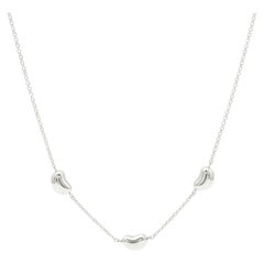 Tiffany & Co. Elsa Peretti Sterling Silber 3 Bohne Anhänger 16" Halskette