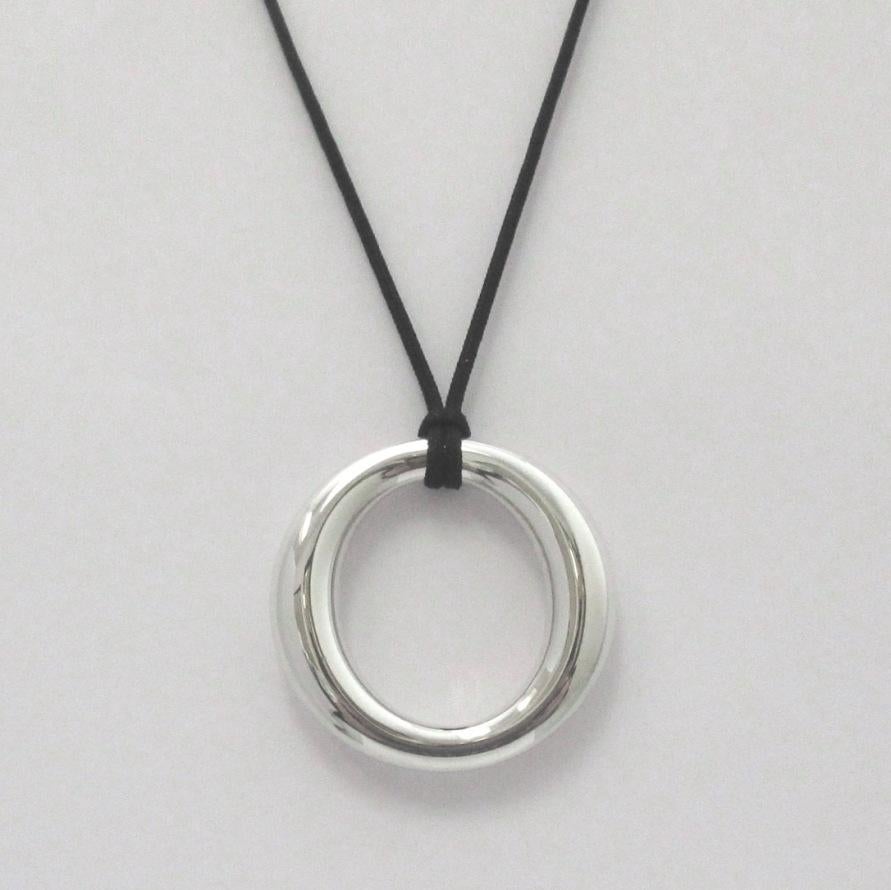 Women's TIFFANY & Co. Elsa Peretti Sterling Silver 35mm Sevillana Pendant Necklace For Sale