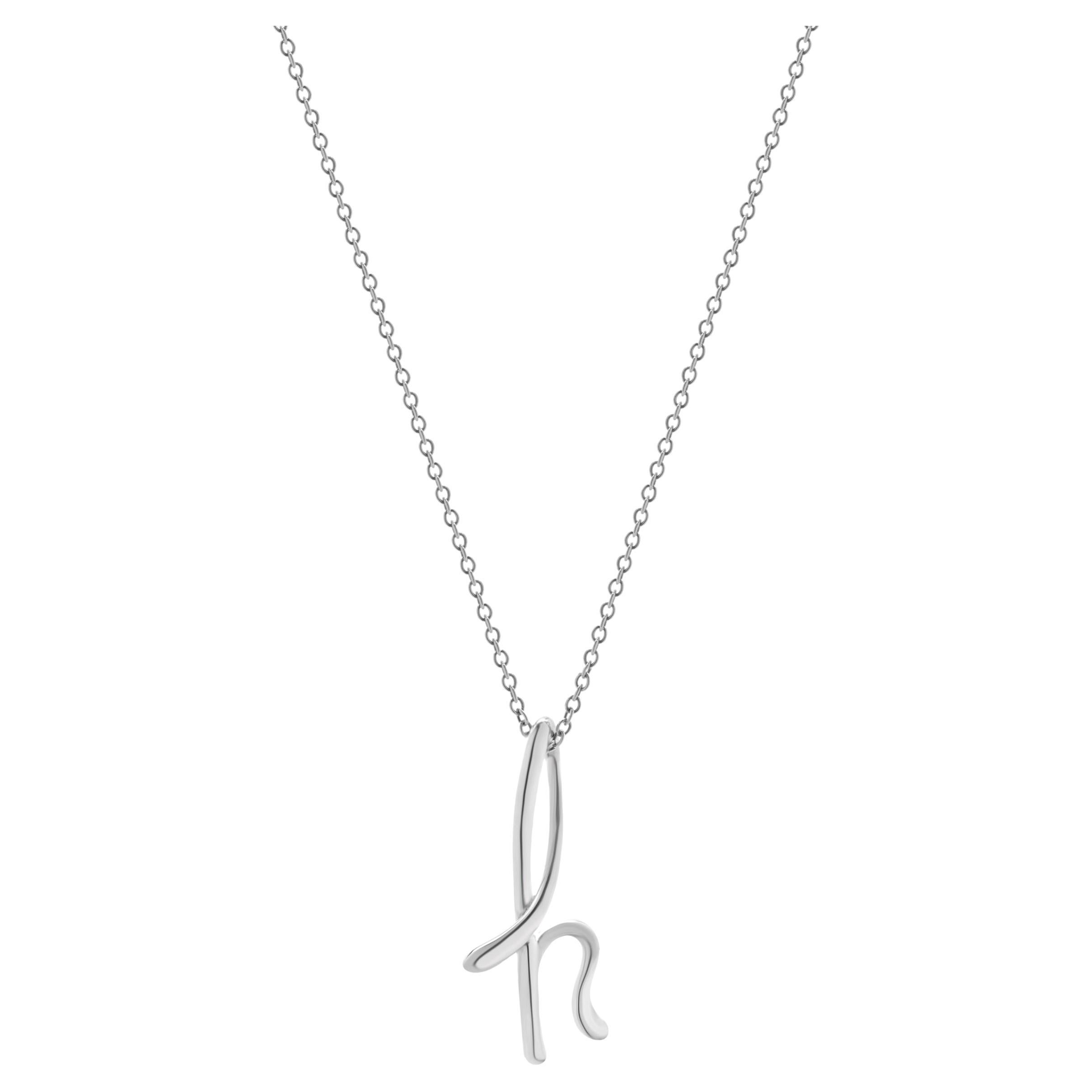 Tiffany & Co. Elsa Peretti Sterling Silver Alphabet H Necklace