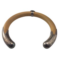 Tiffany & Co. Elsa Peretti Sterling Silver and Coral Rattan Cuff Bracelet #21011