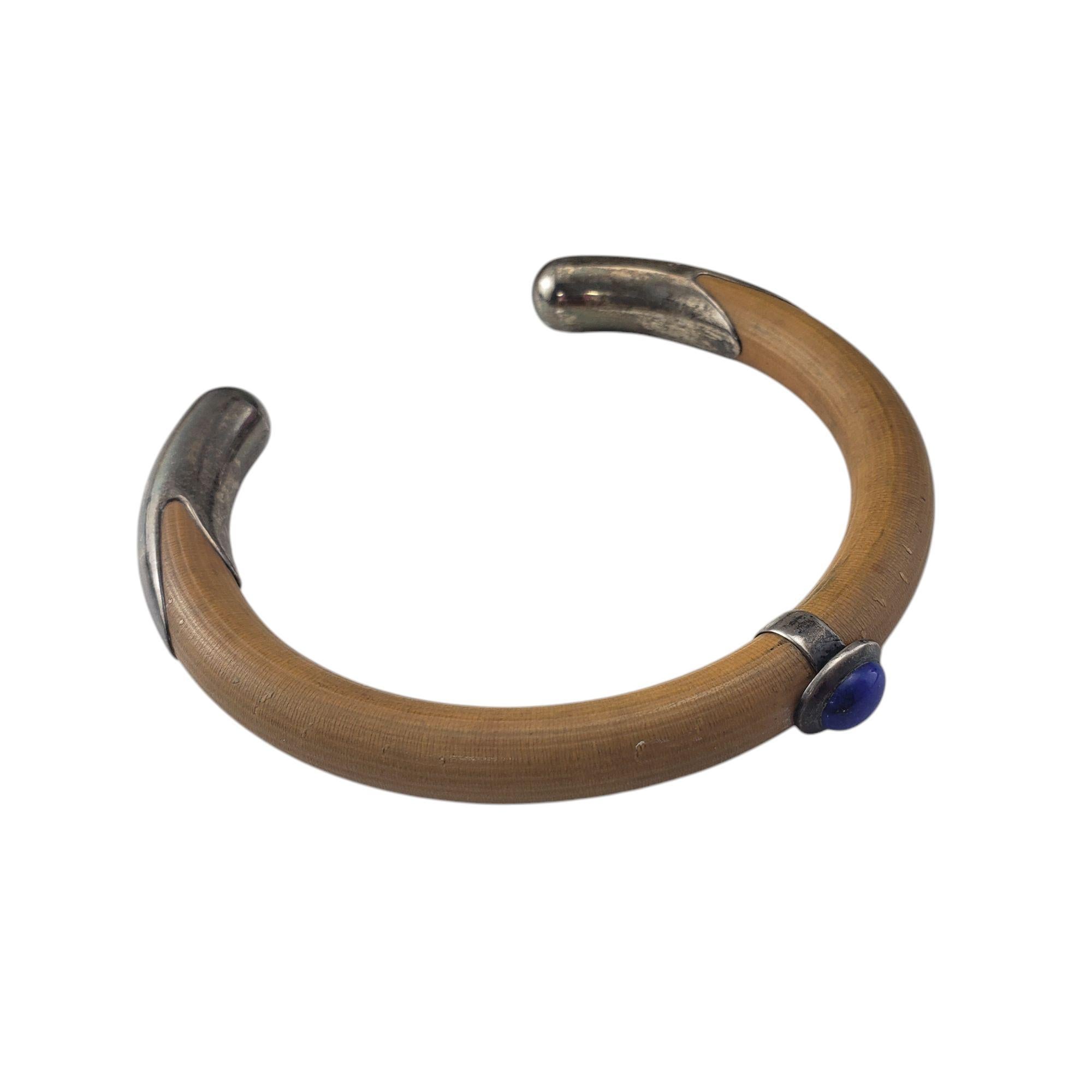 Contemporary Tiffany & Co. Elsa Peretti Sterling Silver and Lapis Rattan Cuff Bracelet #21016 For Sale