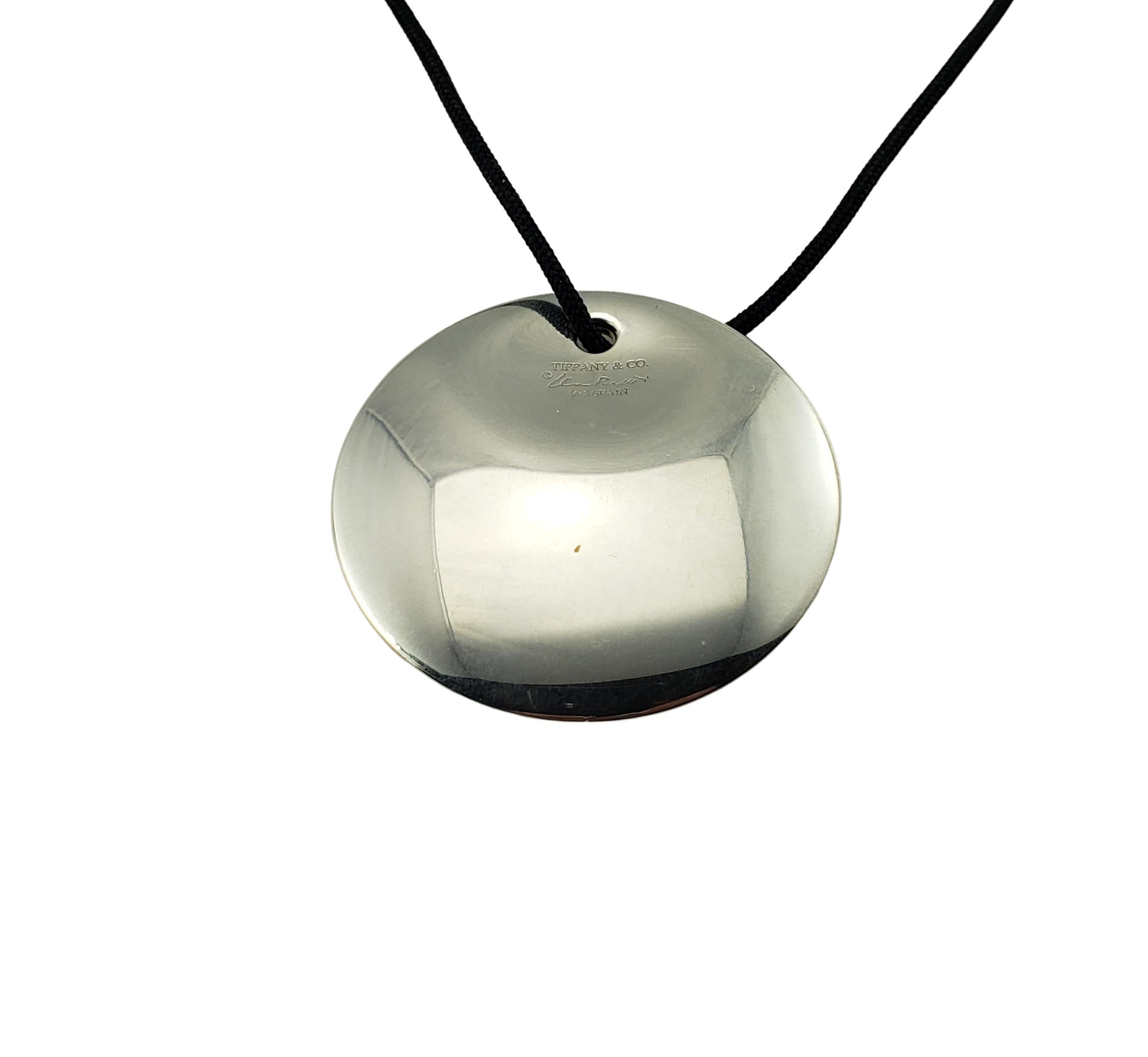 Tiffany & Co. Elsa Peretti Sterling Silver and Silk Cord Pendant Necklace In Good Condition In Washington Depot, CT