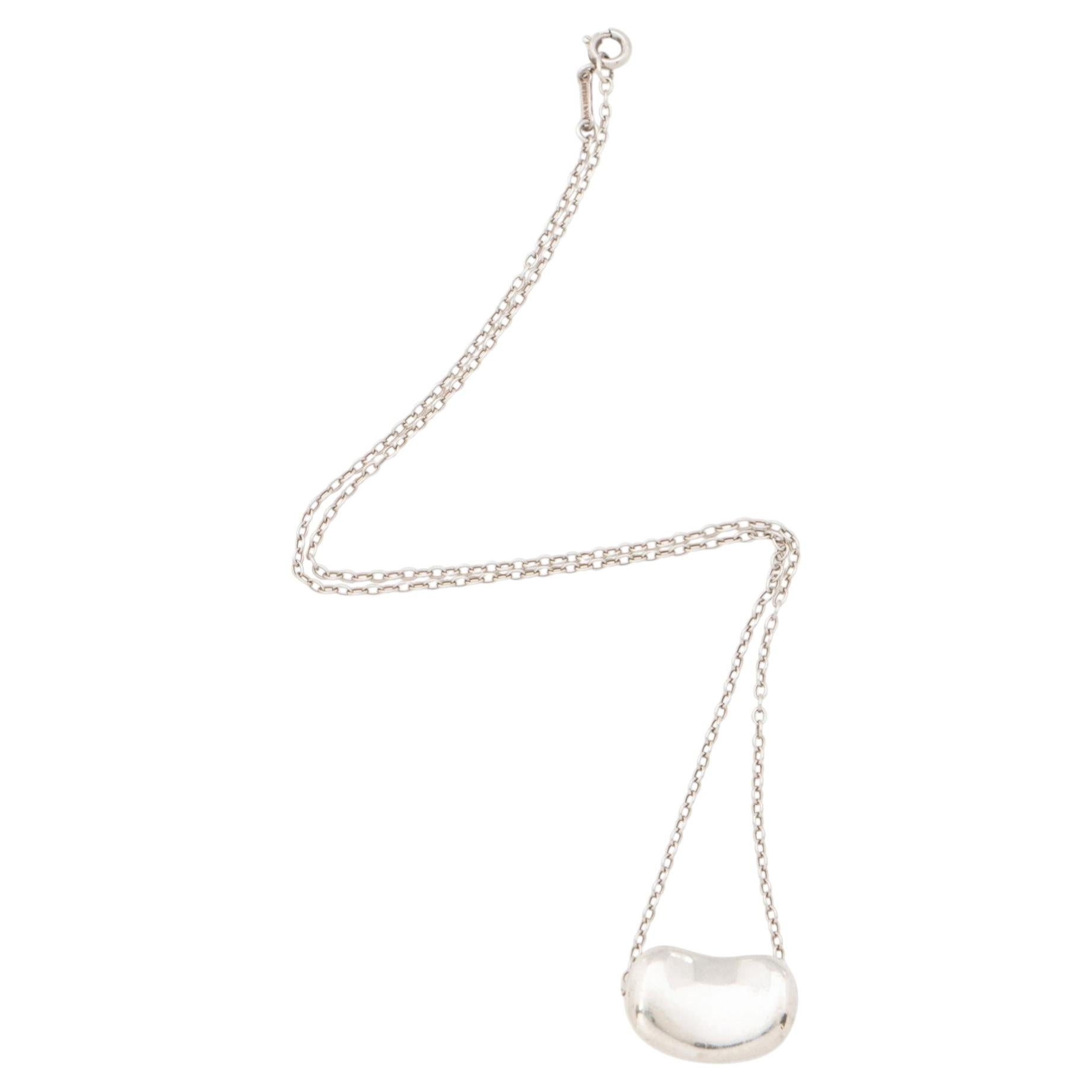 Tiffany & Co. Elsa Peretti Sterling Silver Bean 18mm Necklace For Sale
