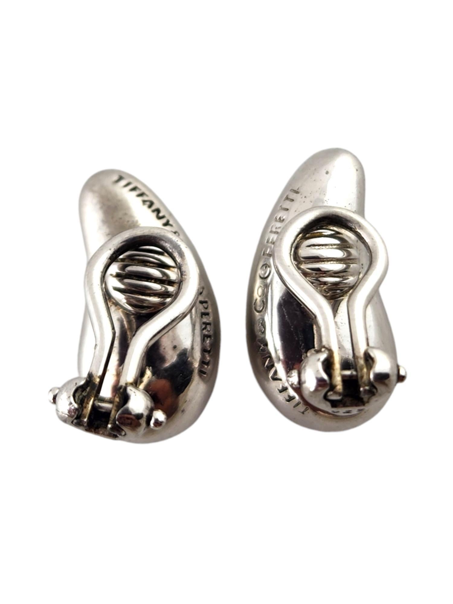 Women's Tiffany & Co Elsa Peretti Sterling Silver Bean Clip-On Earrings w/Box #18923